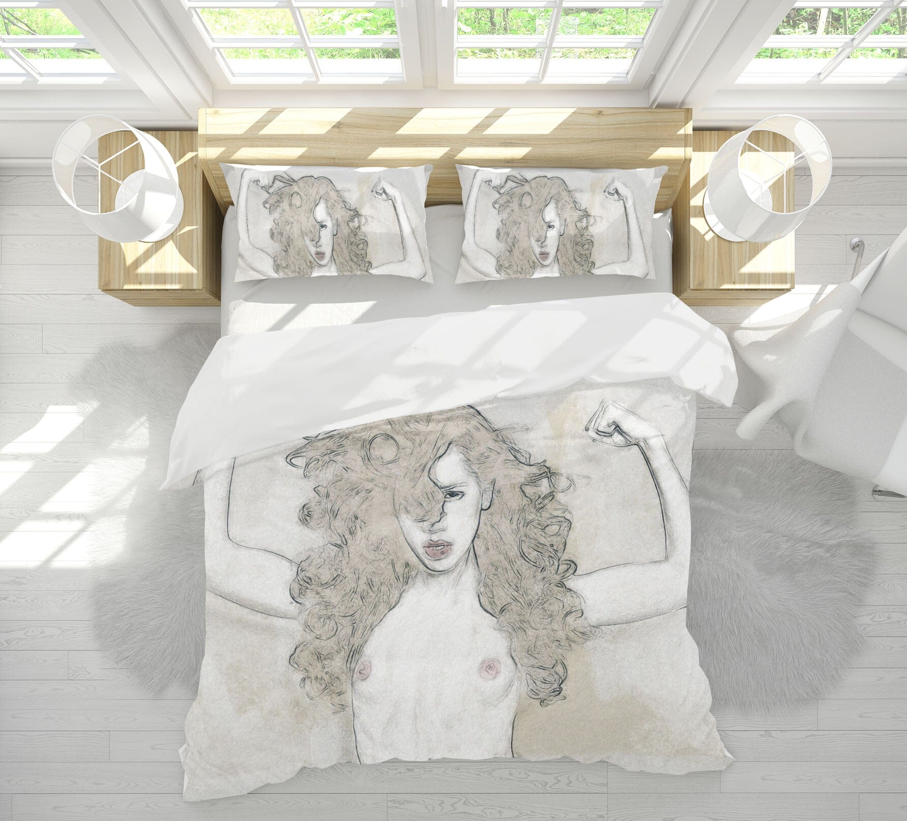 3D Long Haired Girl 2009 Marco Cavazzana Bedding Bed Pillowcases Quilt Quiet Covers AJ Creativity Home