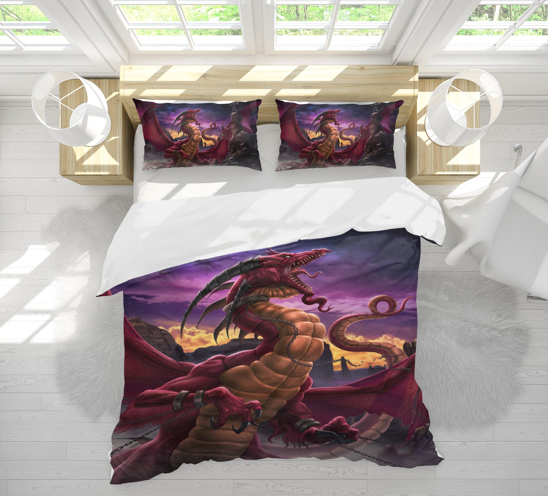 3D Dragon Purple 4062 Tom Wood Bedding Bed Pillowcases Quilt