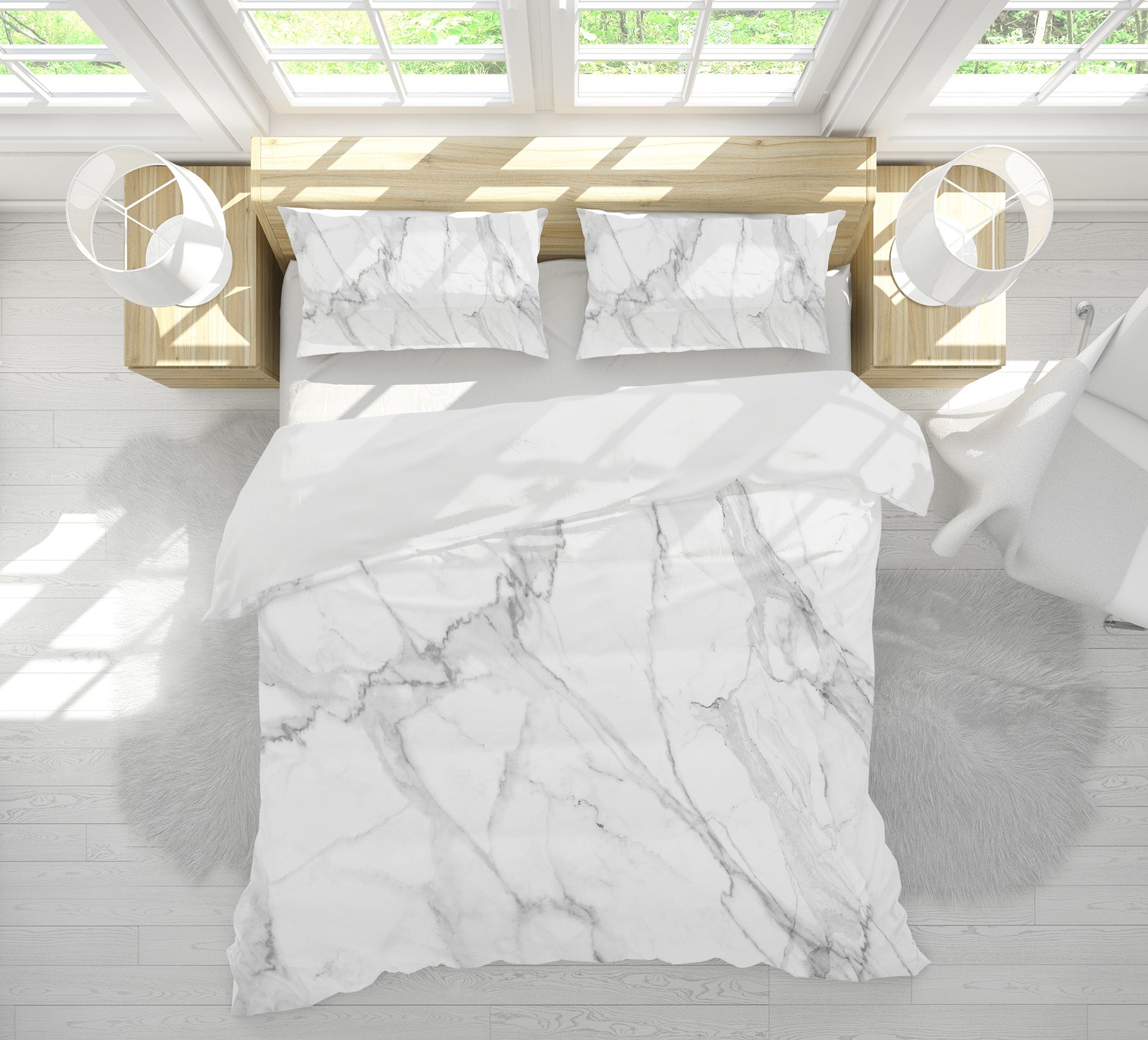 3D White Marble 16004 Bed Pillowcases Quilt
