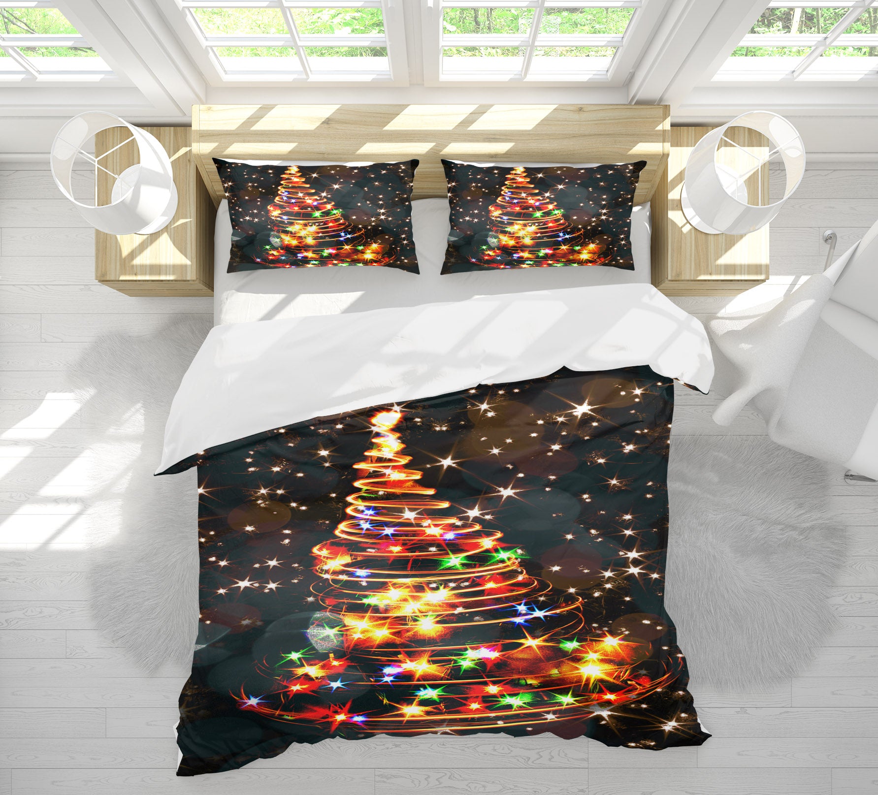 3D Color String Lights 51128 Christmas Quilt Duvet Cover Xmas Bed Pillowcases