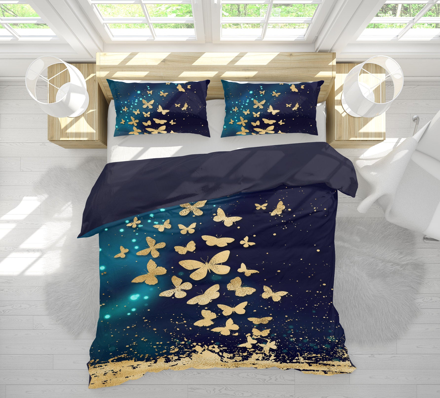 3D Golden Butterfly 16022 Bed Pillowcases Quilt