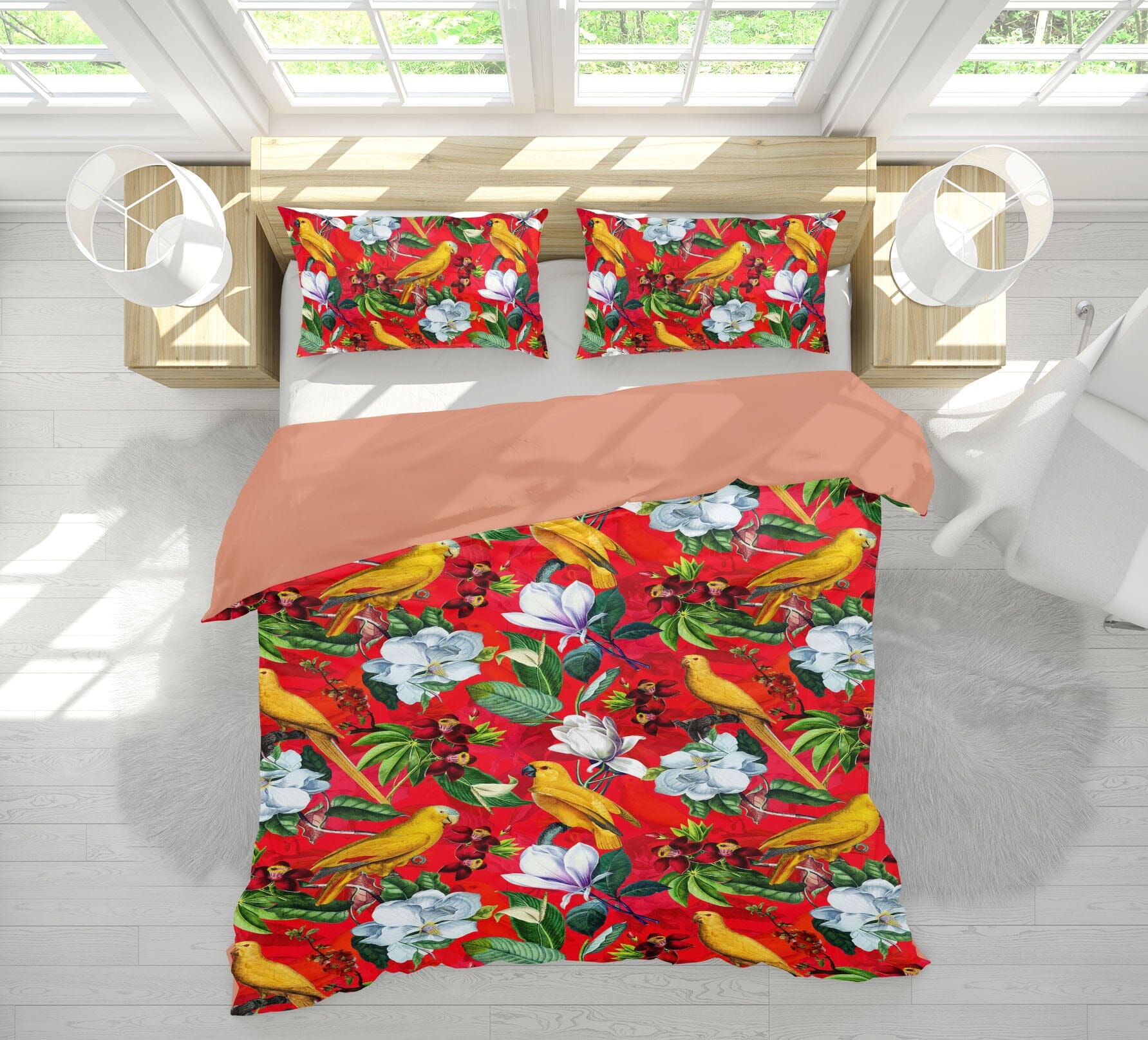 3D Yellow Parrot Flower 147 Uta Naumann Bedding Bed Pillowcases Quilt Quiet Covers AJ Creativity Home