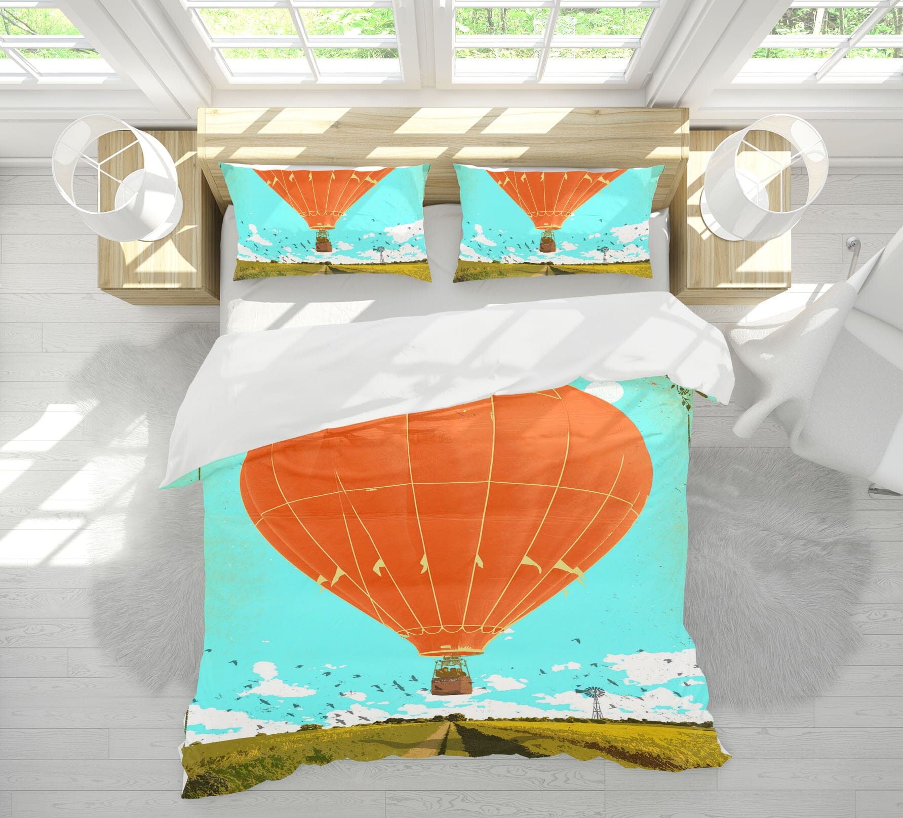 3D Hot Air Balloon 2107 Showdeer Bedding Bed Pillowcases Quilt Quiet Covers AJ Creativity Home