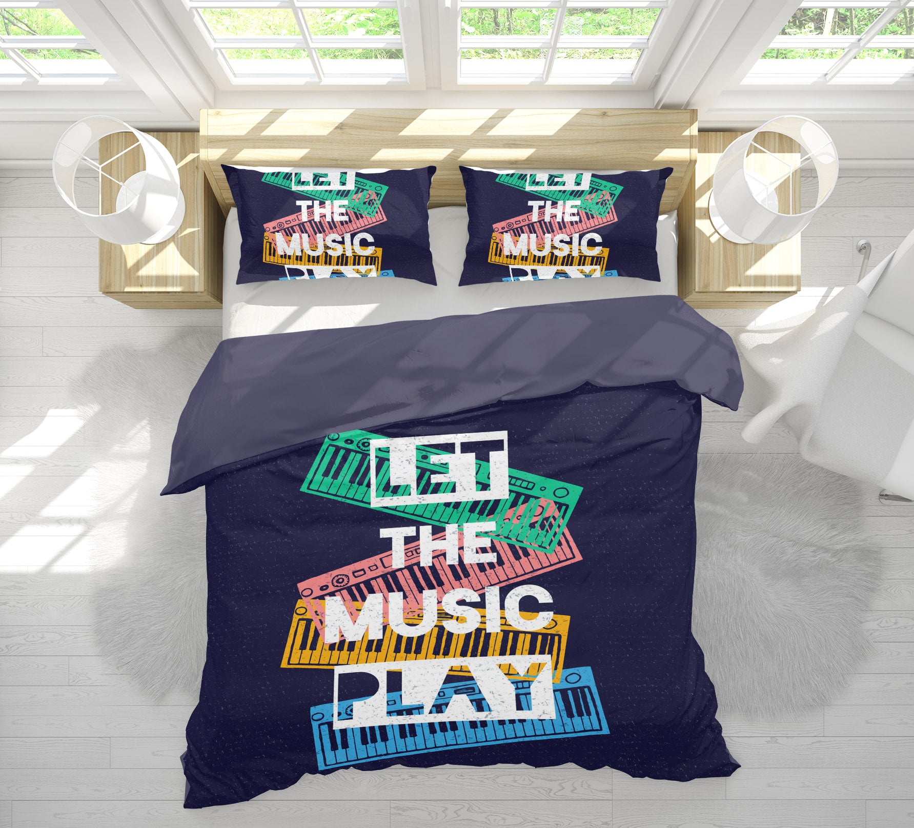 3D Color Piano Letter 61082 Bed Pillowcases Quilt