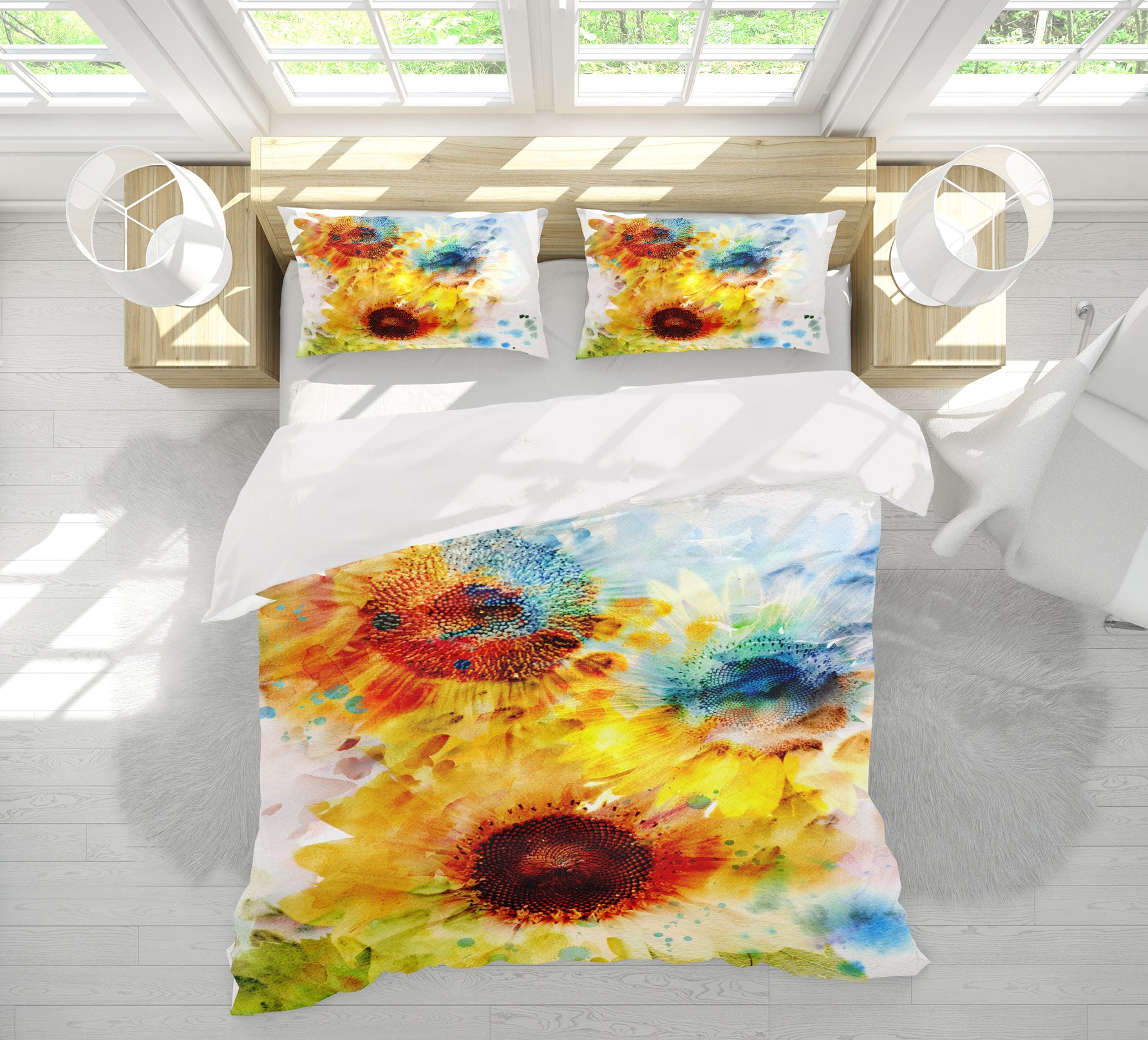3D Sunflower 15095 Bed Pillowcases Quilt