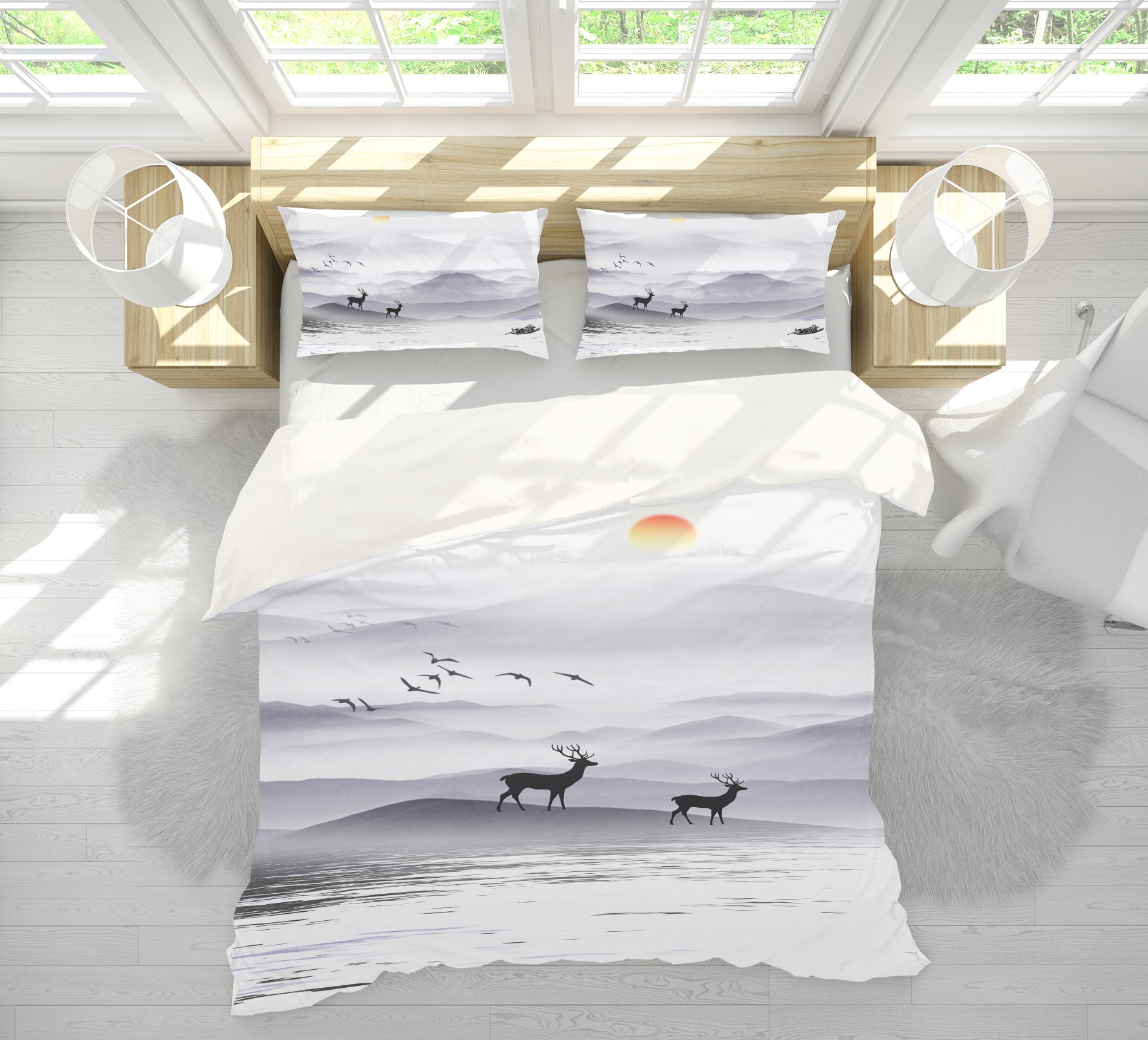 3D Deer Riverside 12115 Bed Pillowcases Quilt
