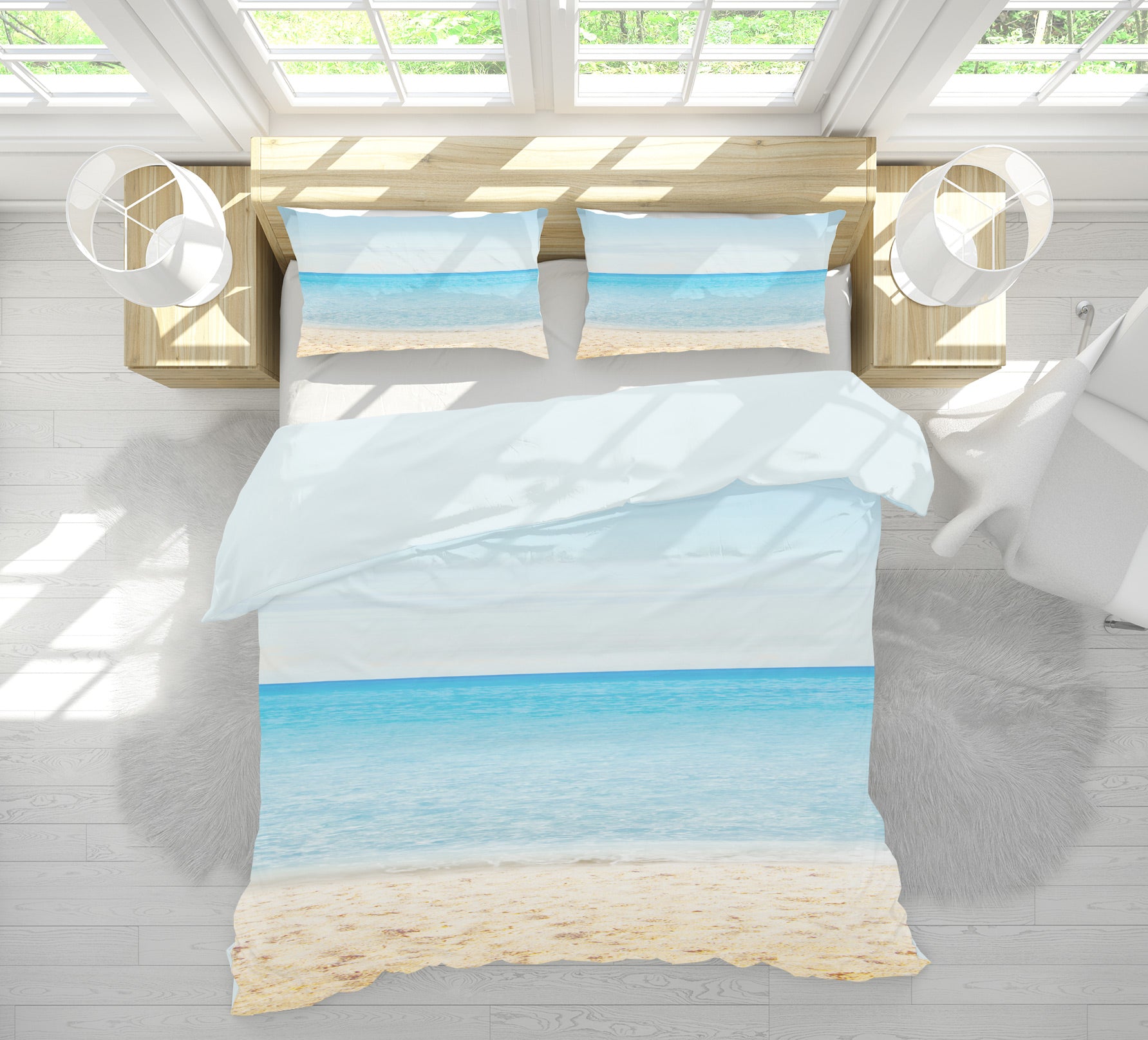3D Seaside 14136 Bed Pillowcases Quilt