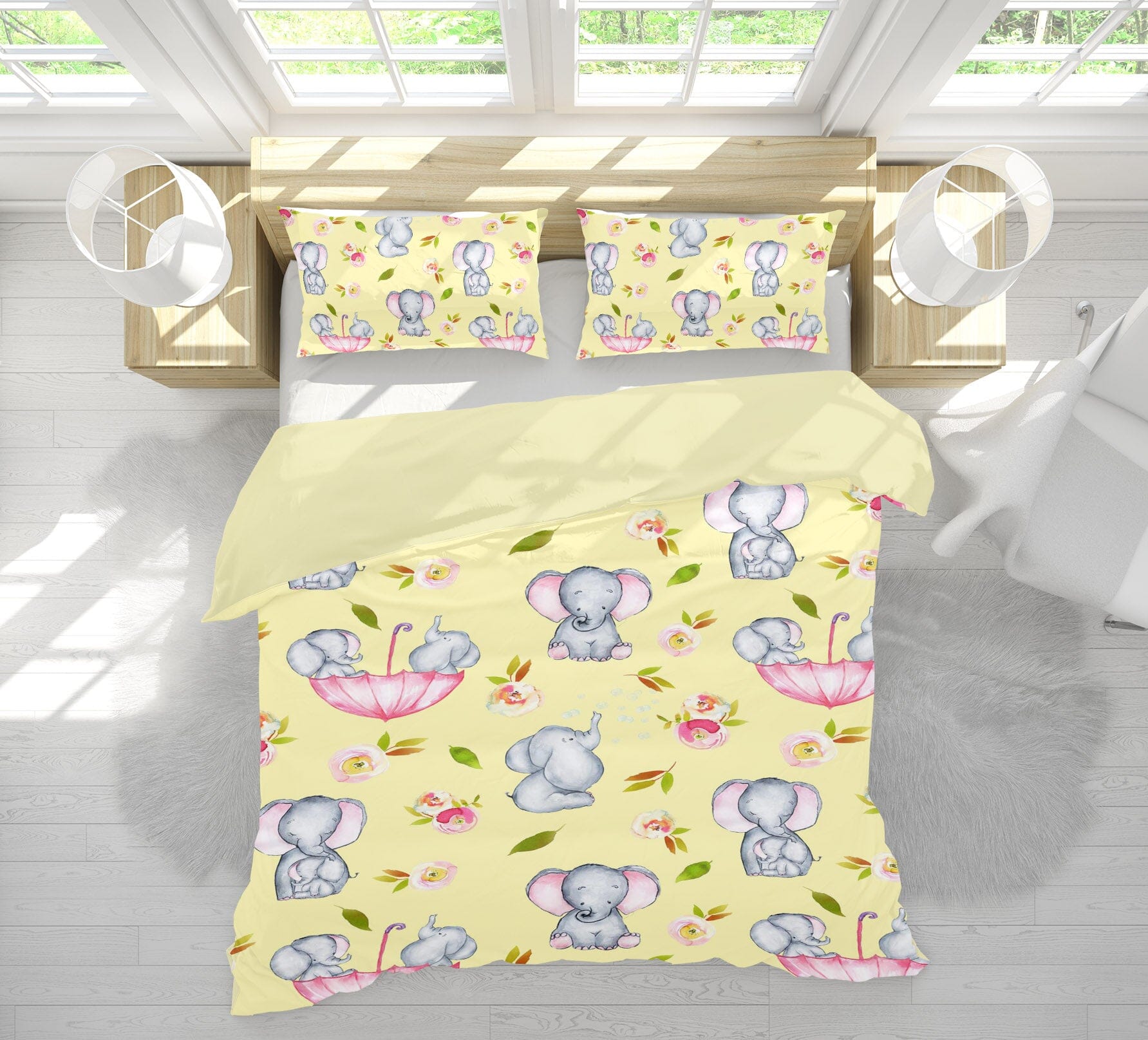 3D Yellow Elephant 223 Uta Naumann Bedding Bed Pillowcases Quilt Quiet Covers AJ Creativity Home