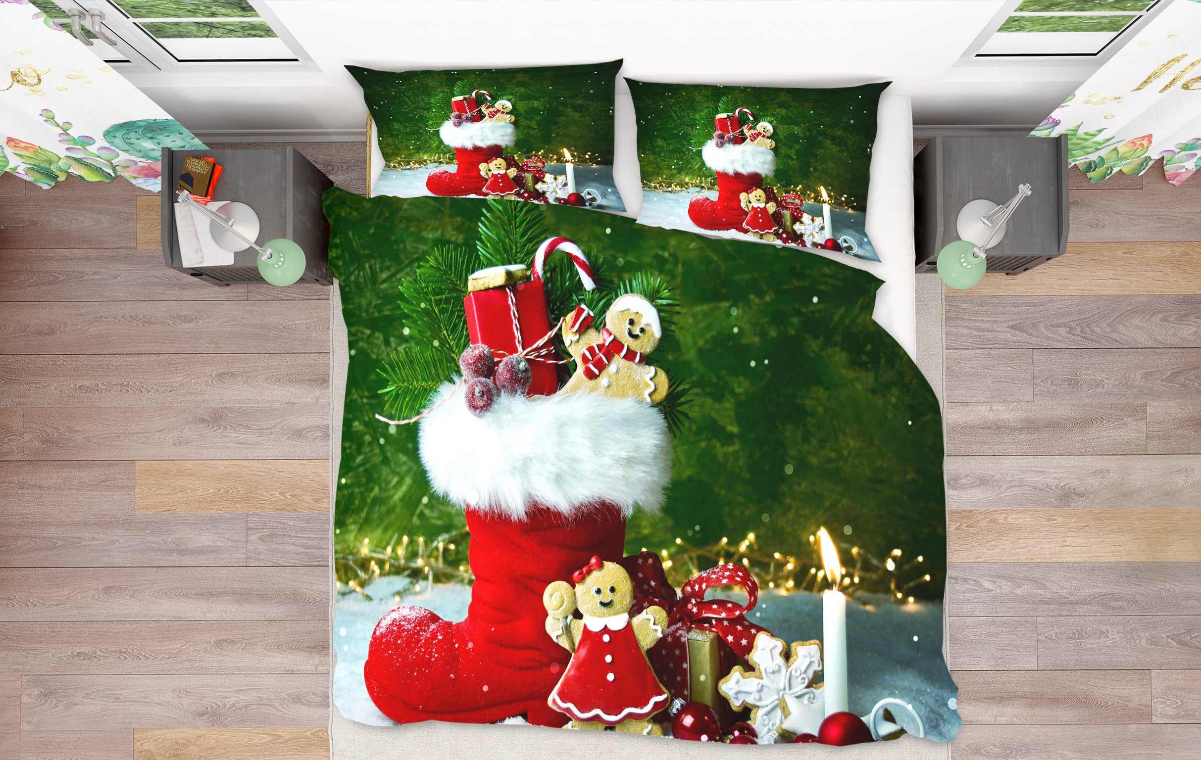3D Socks Gift 51143 Christmas Quilt Duvet Cover Xmas Bed Pillowcases