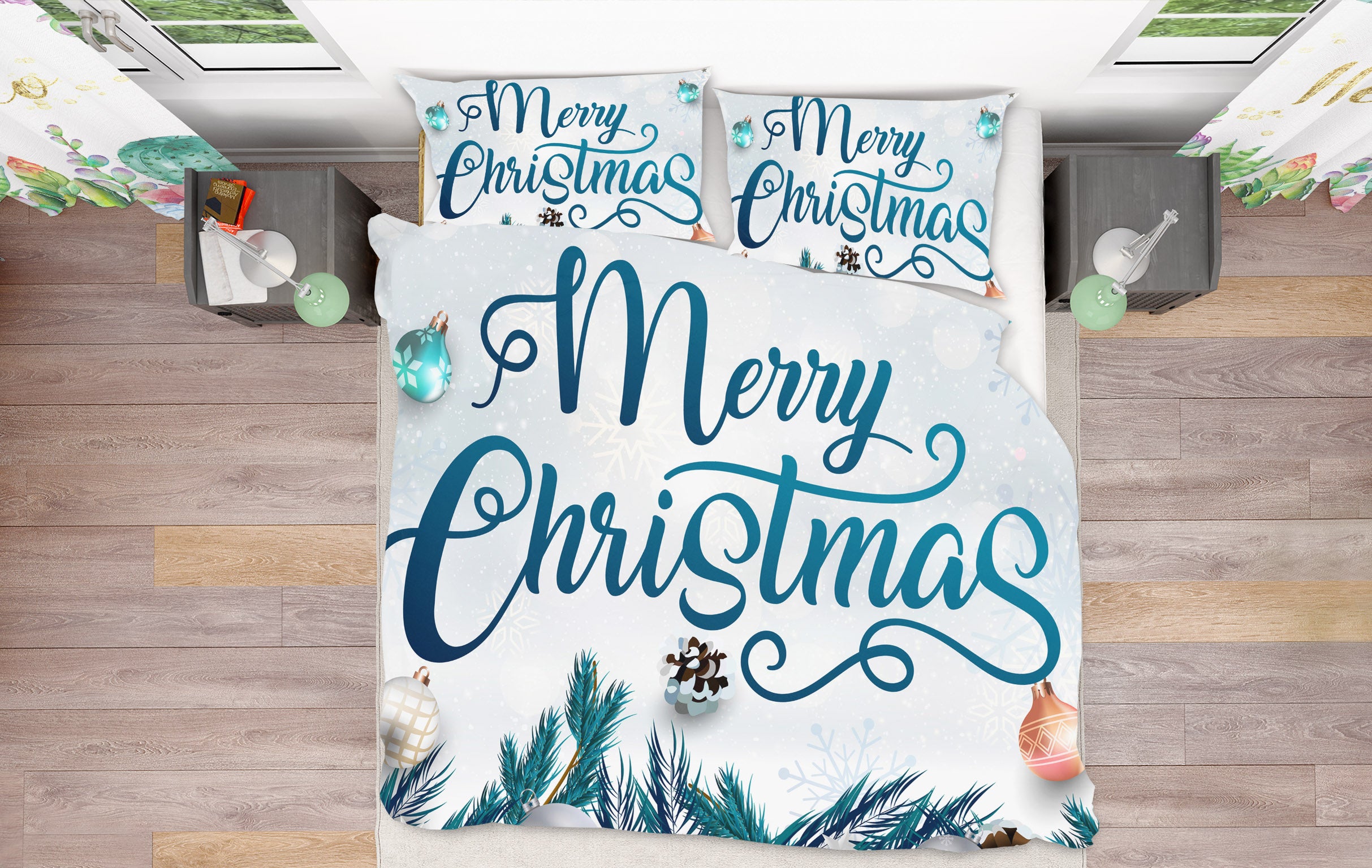 3D Merry Christmas 63192 Bed Pillowcases Quilt