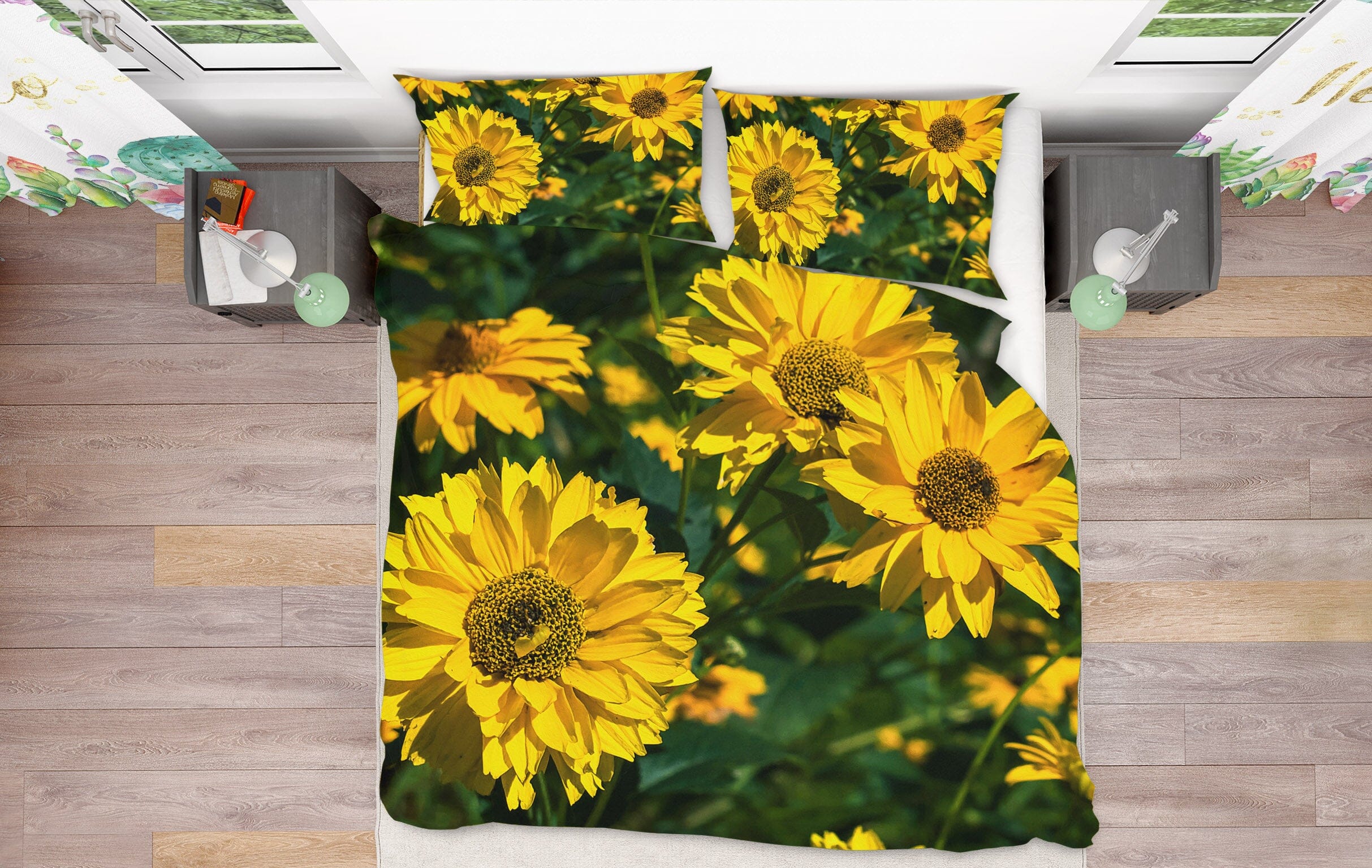 3D Sun Sunflower 1035 Jerry LoFaro bedding Bed Pillowcases Quilt Quiet Covers AJ Creativity Home
