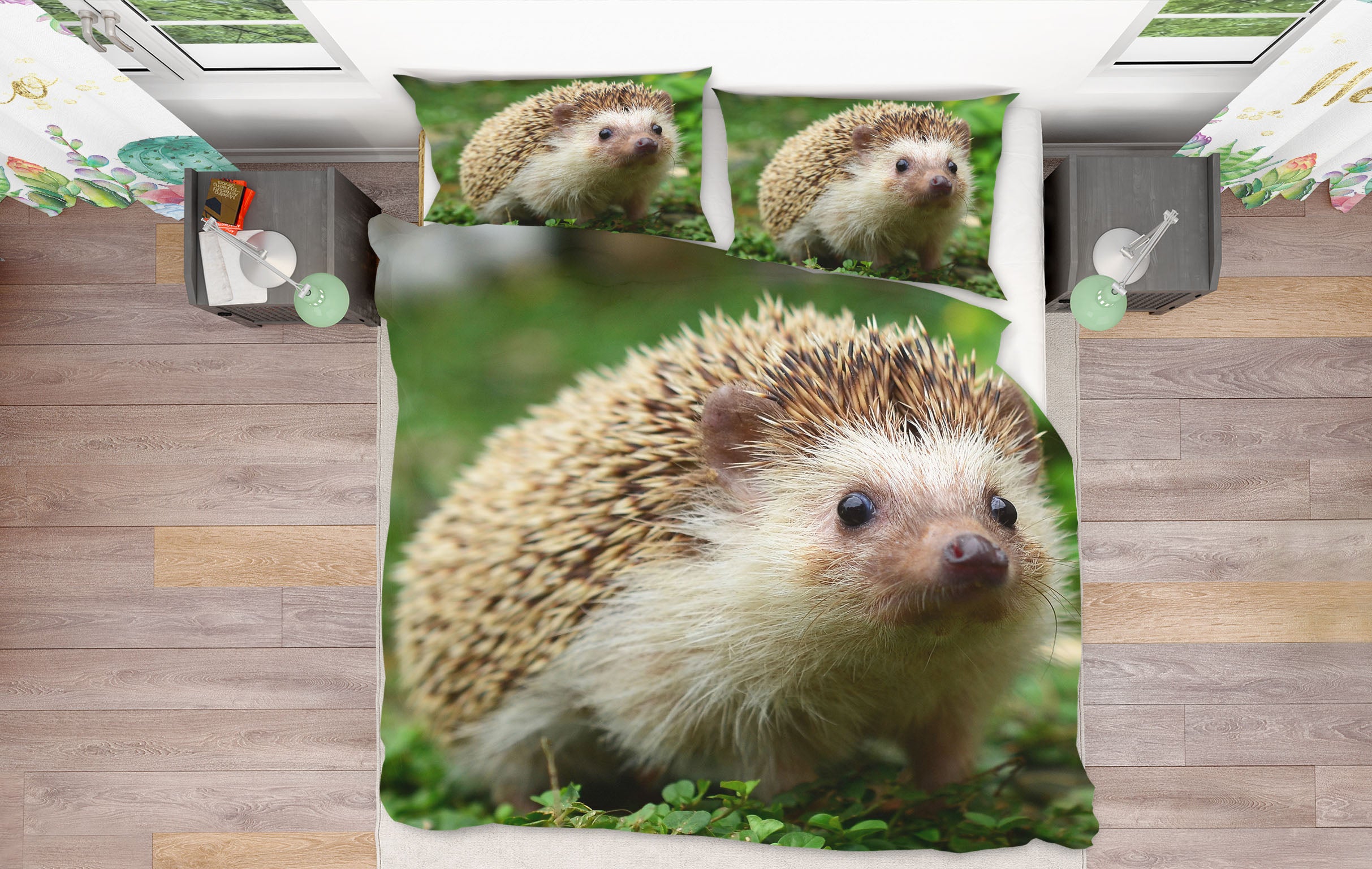 3D Hedgehog 21006 Bed Pillowcases Quilt