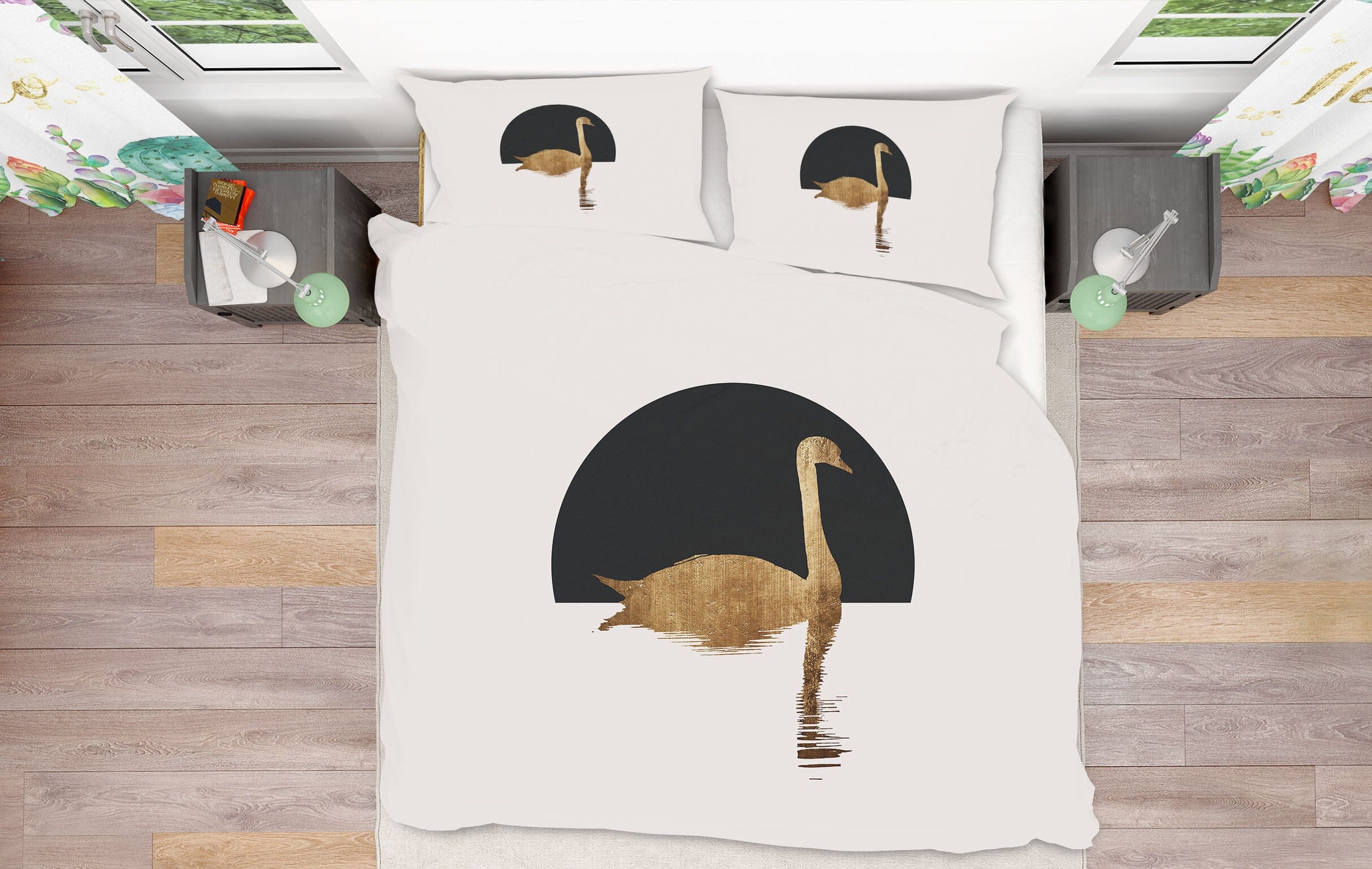 3D Black Moon Swan 224 Boris Draschoff Bedding Bed Pillowcases Quilt Quiet Covers AJ Creativity Home