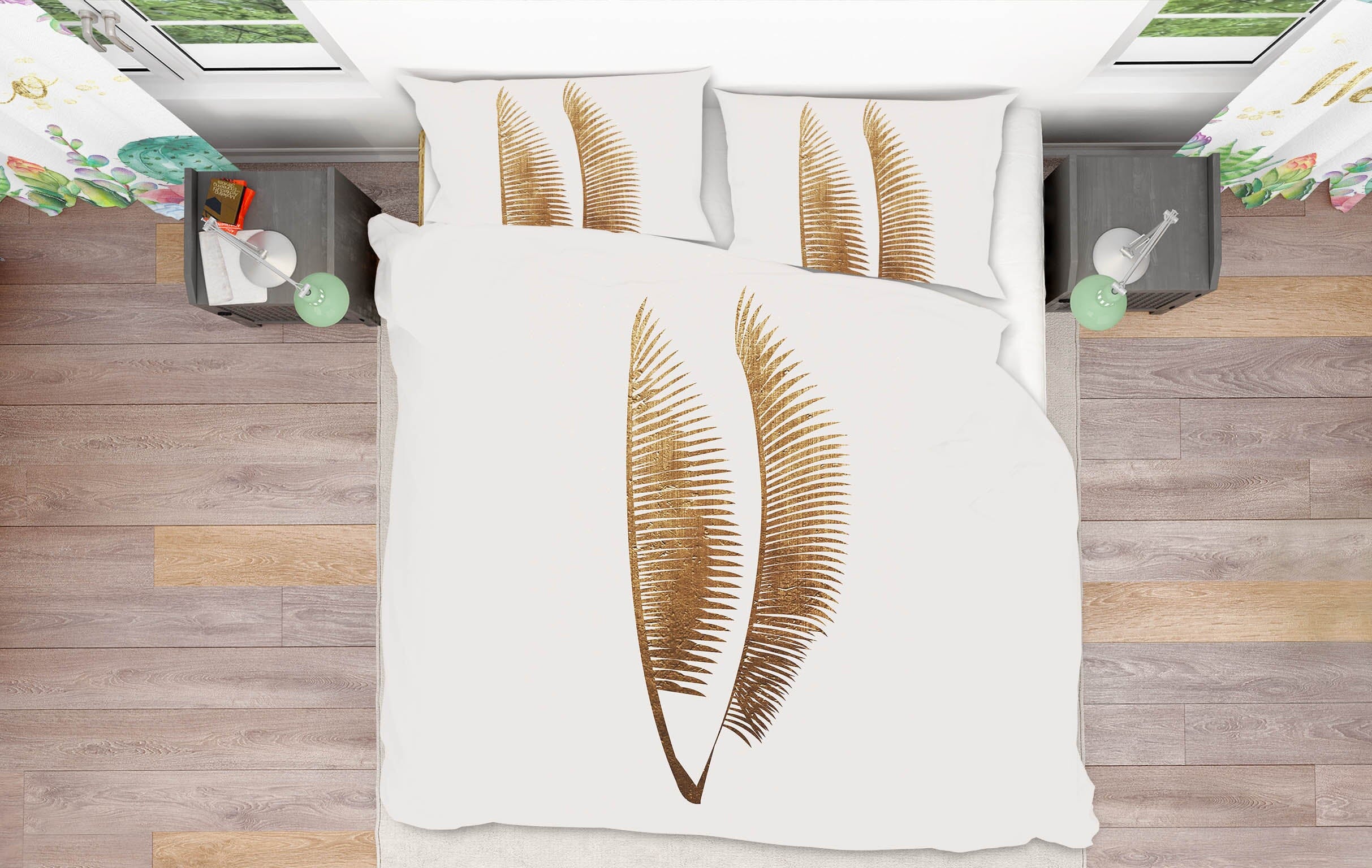 3D Graffiti Golden Leaves 145 Boris Draschoff Bedding Bed Pillowcases Quilt Quiet Covers AJ Creativity Home