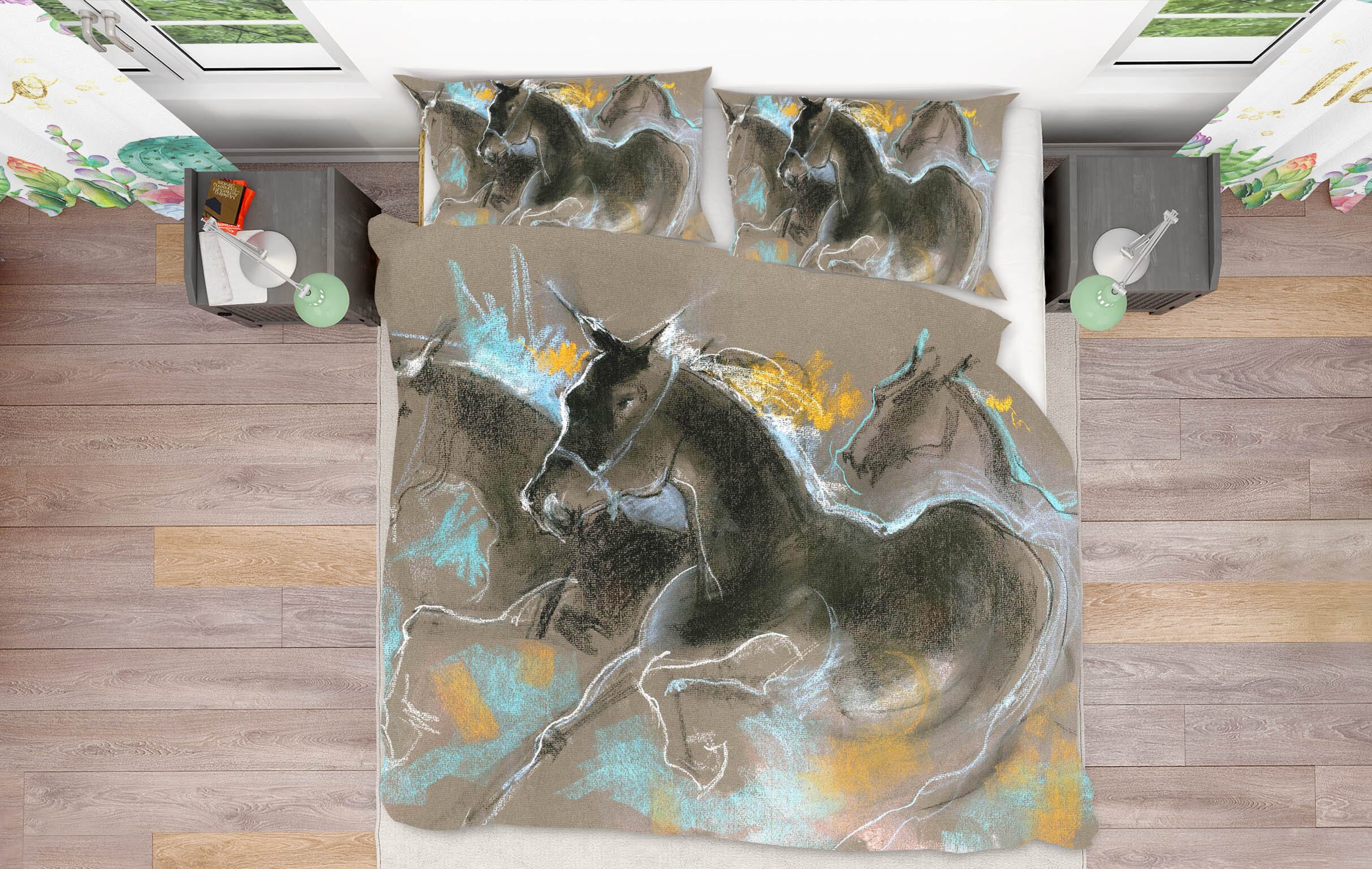 3D Running Horse 2013 Anne Farrall Doyle Bedding Bed Pillowcases Quilt Quiet Covers AJ Creativity Home