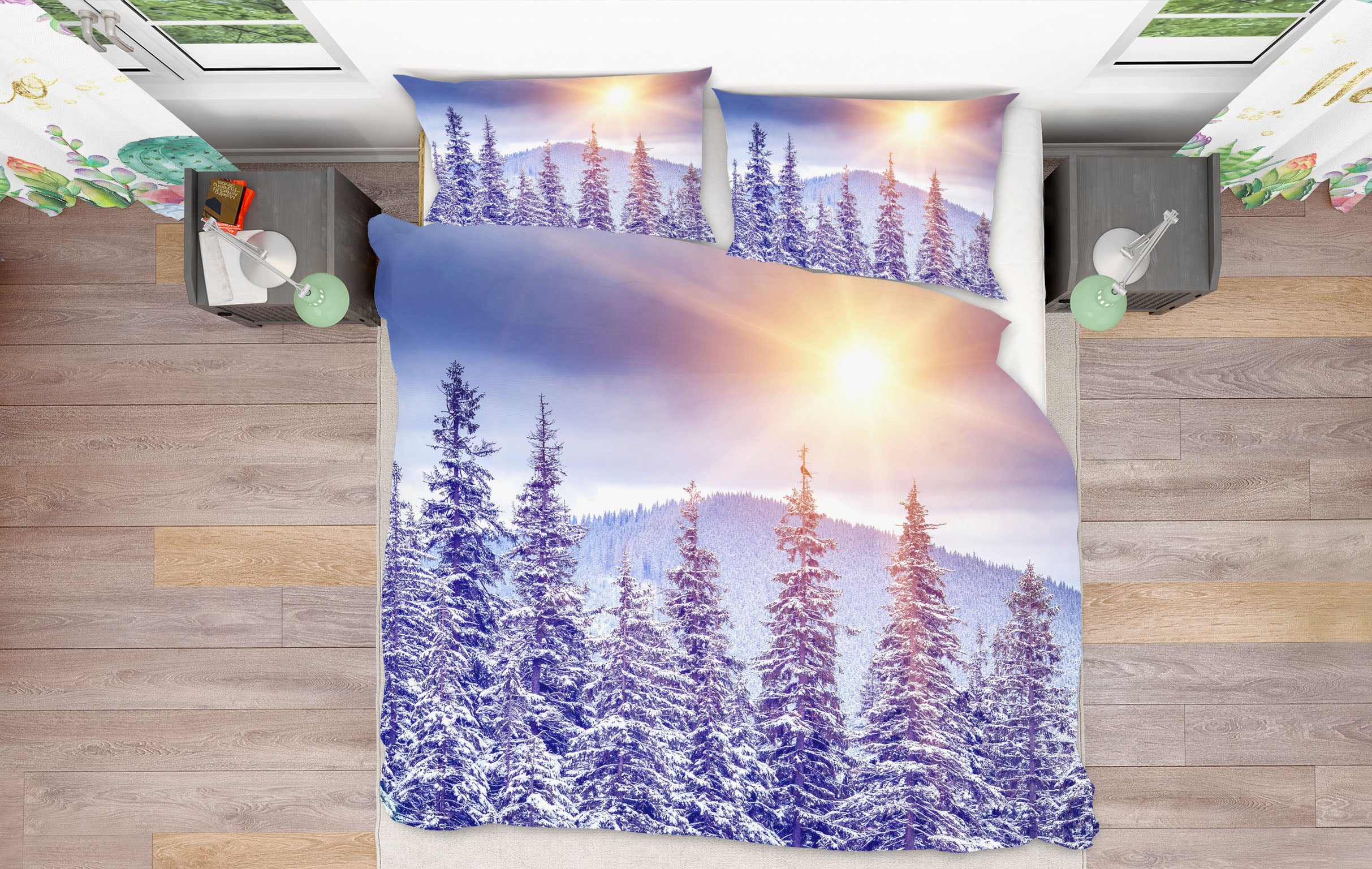3D Snow Forest 61139 Bed Pillowcases Quilt