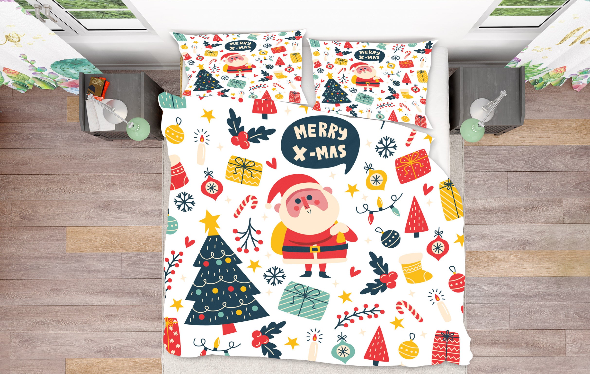 3D Santa Tree Gifts 59048 Bed Pillowcases Quilt