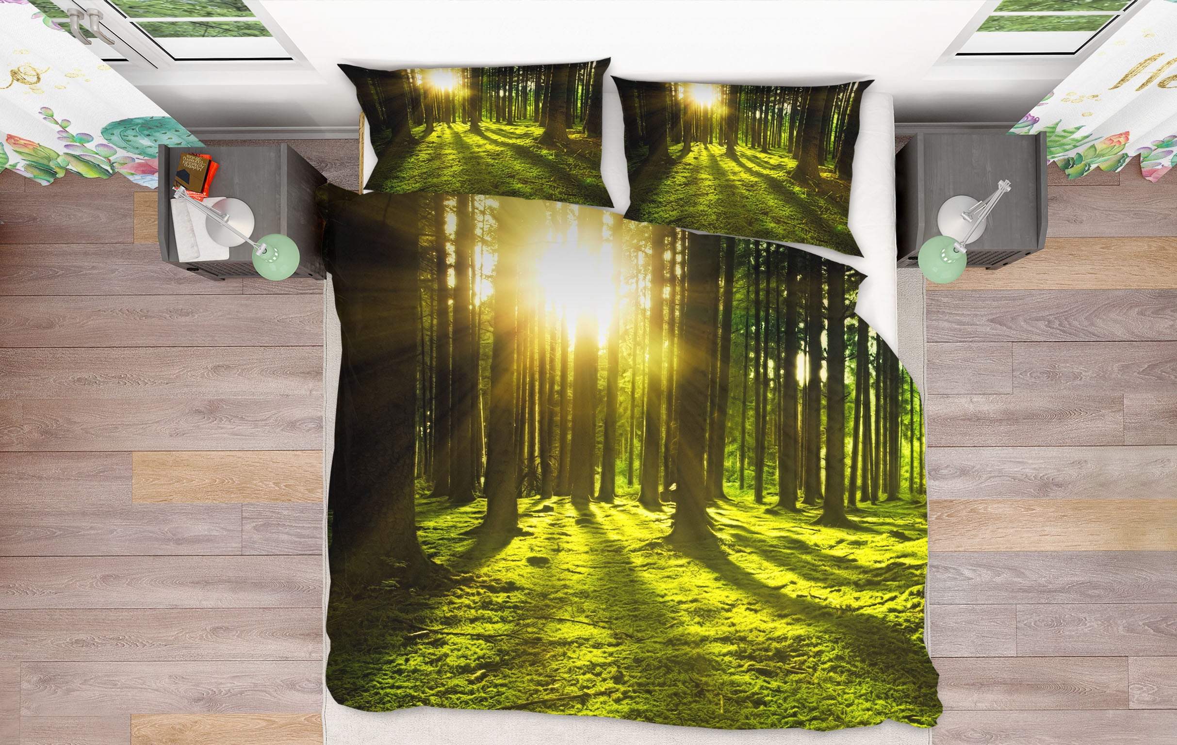 3D Forest Sunlight 19181 Bed Pillowcases Quilt