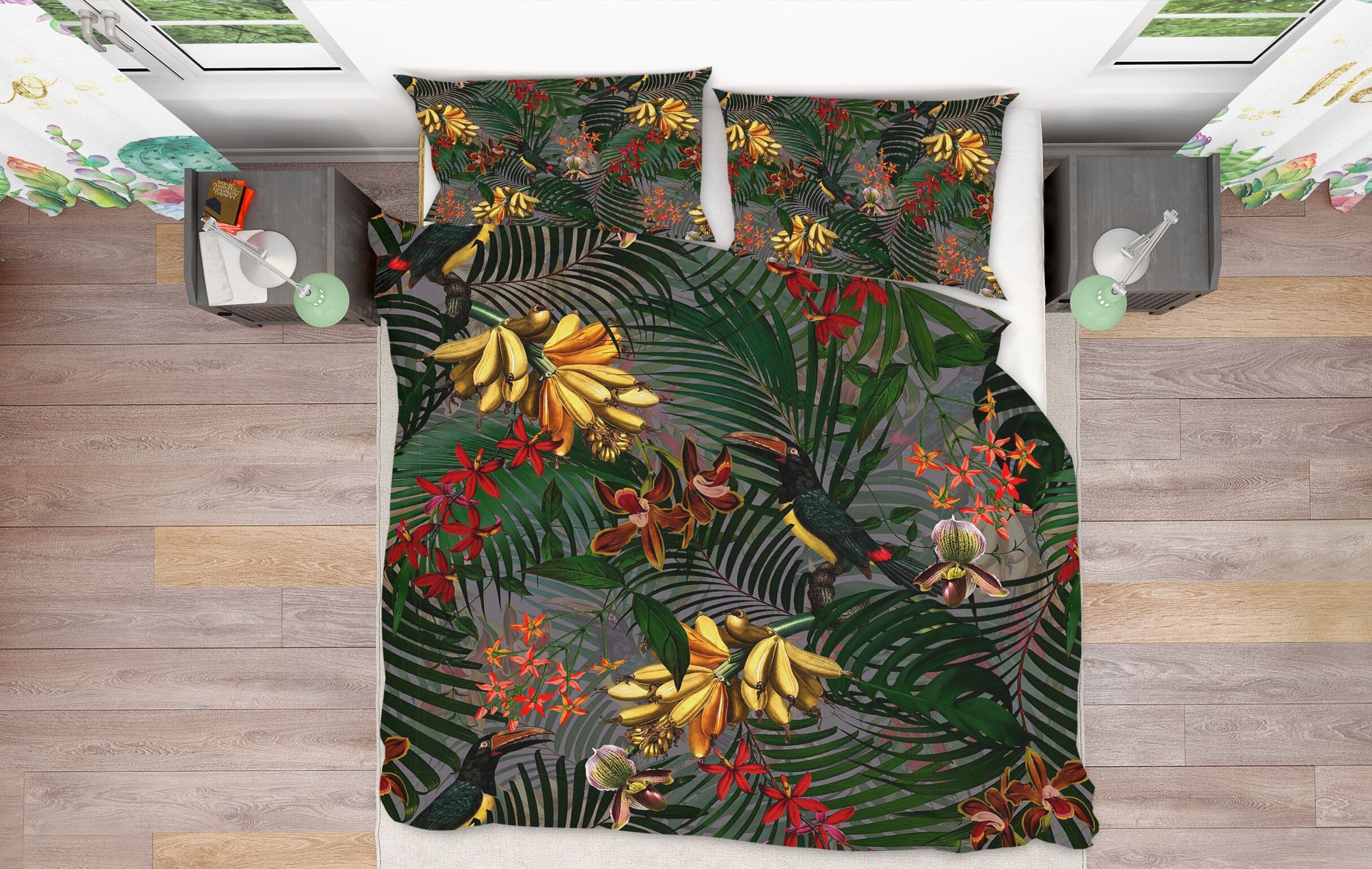 3D Banana Flower 111 Uta Naumann Bedding Bed Pillowcases Quilt Quiet Covers AJ Creativity Home