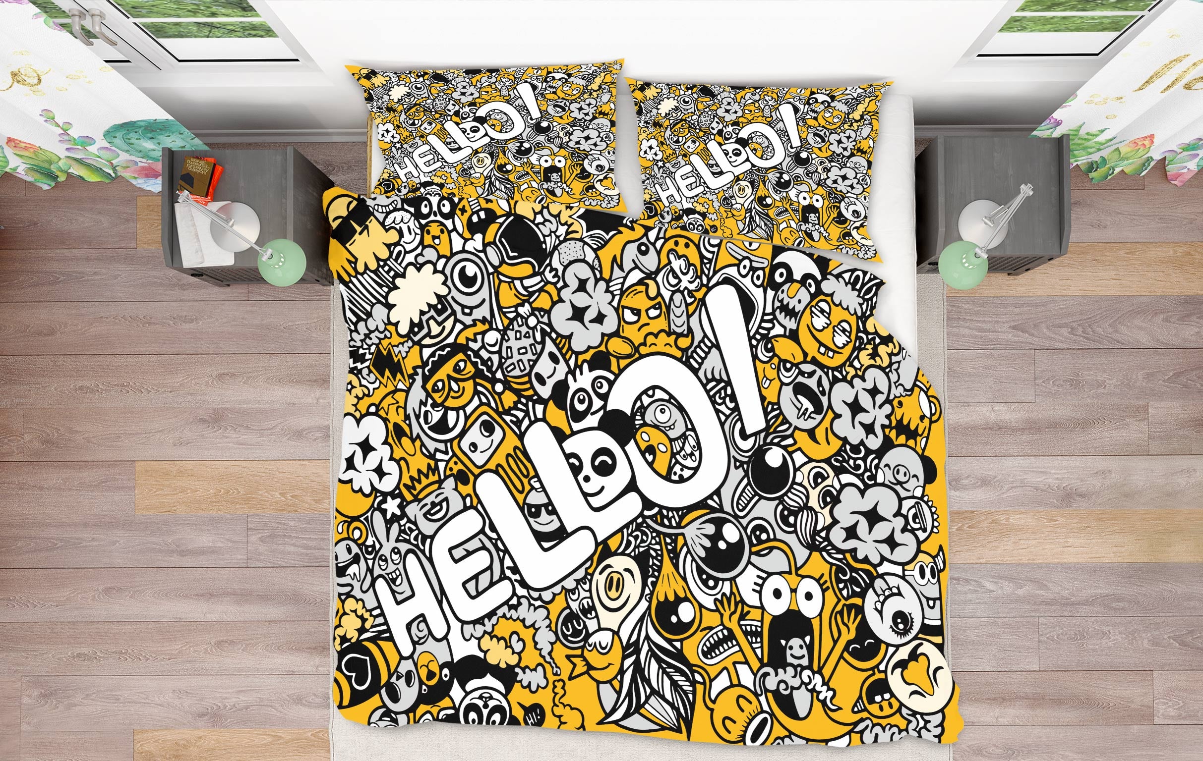 3D Yellow Alphabet Doll Pattern 60029 Bed Pillowcases Quilt