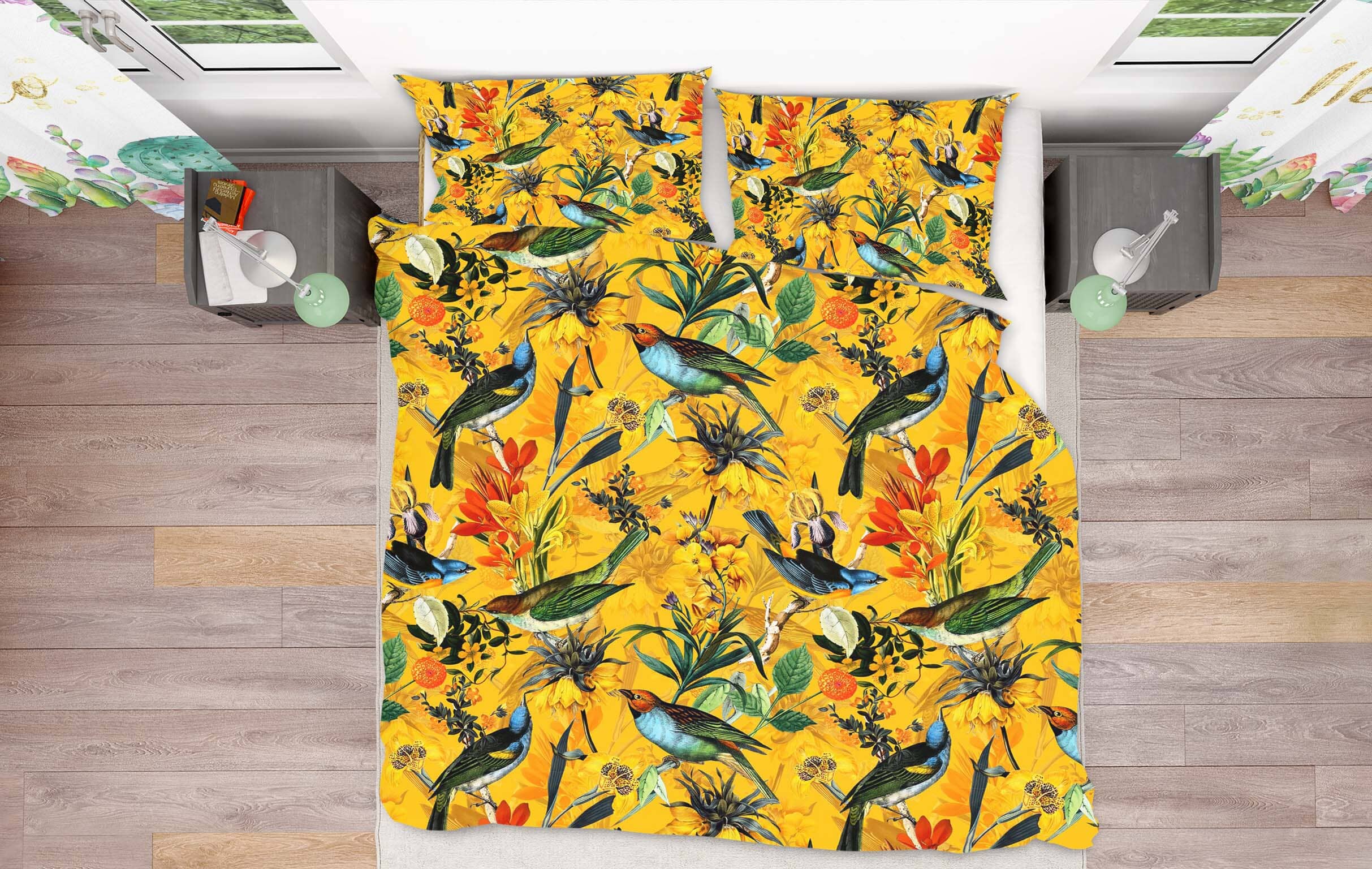 3D Yellow Flower Bird 117 Uta Naumann Bedding Bed Pillowcases Quilt Quiet Covers AJ Creativity Home
