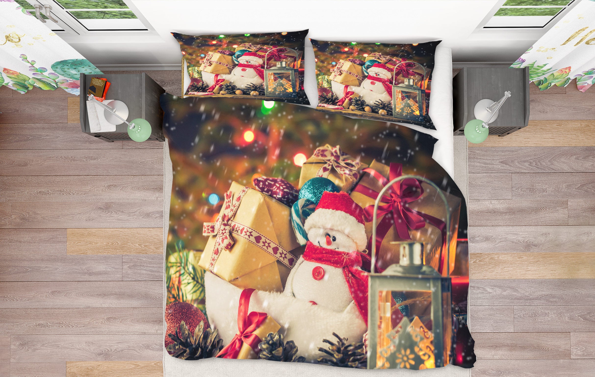3D Snowman Doll Gift 50030 Christmas Quilt Duvet Cover Xmas Bed Pillowcases