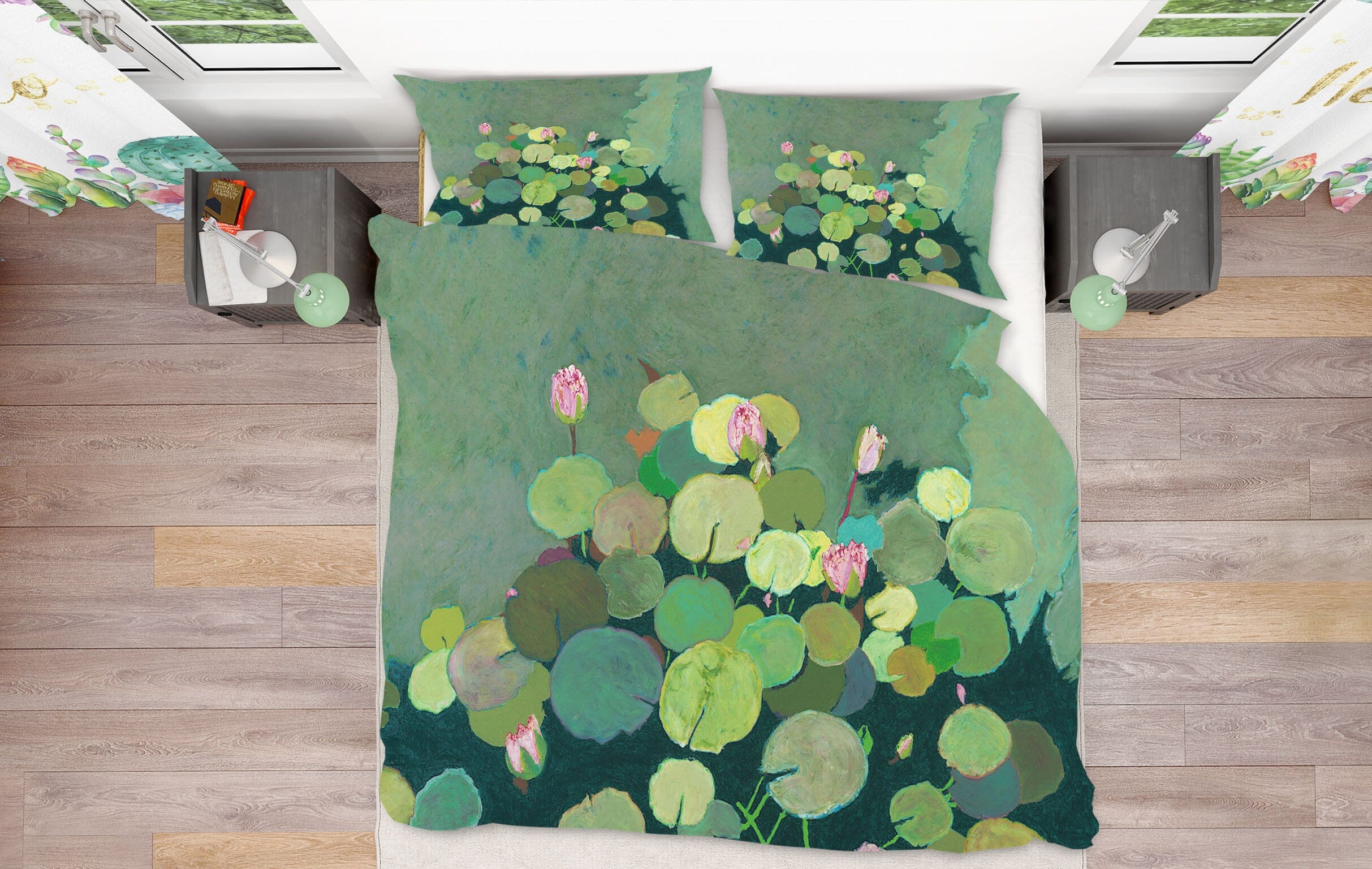 3D Lotus Leaf Pond 1155 Allan P. Friedlander Bedding Bed Pillowcases Quilt Quiet Covers AJ Creativity Home