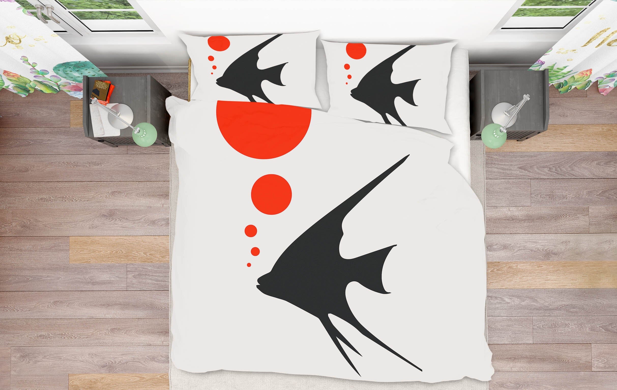 3D Fish Red Bubbles 115 Boris Draschoff Bedding Bed Pillowcases Quilt Quiet Covers AJ Creativity Home