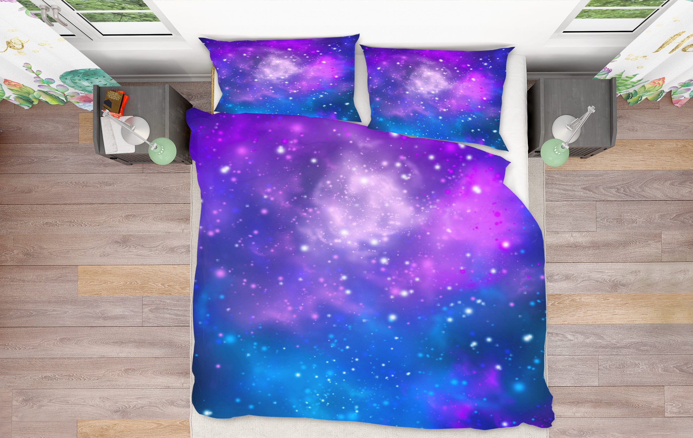 3D Purple Blue Starry Sky 16101 Bed Pillowcases Quilt