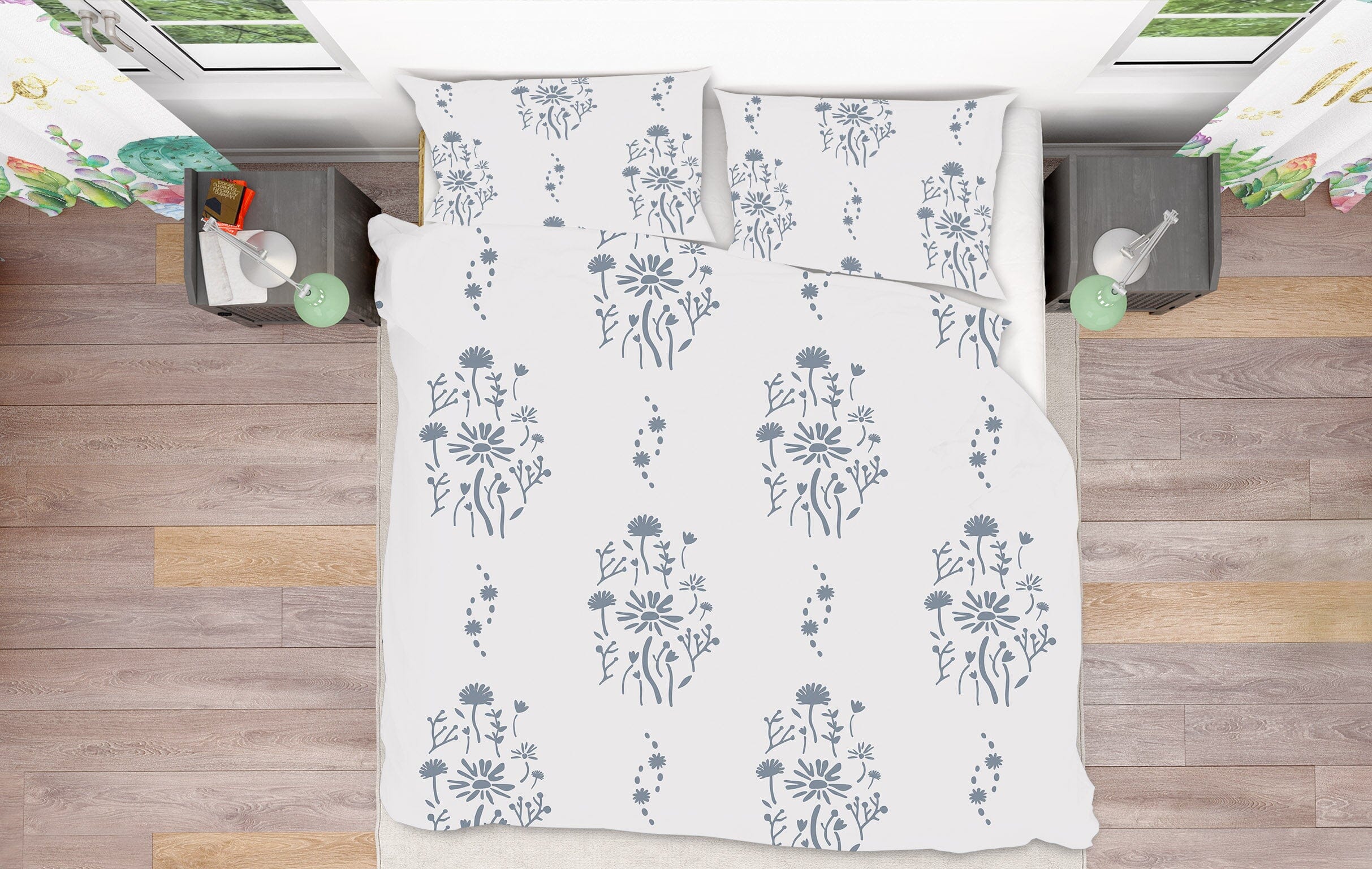 3D Flower Pattern 2101 Jillian Helvey Bedding Bed Pillowcases Quilt Quiet Covers AJ Creativity Home