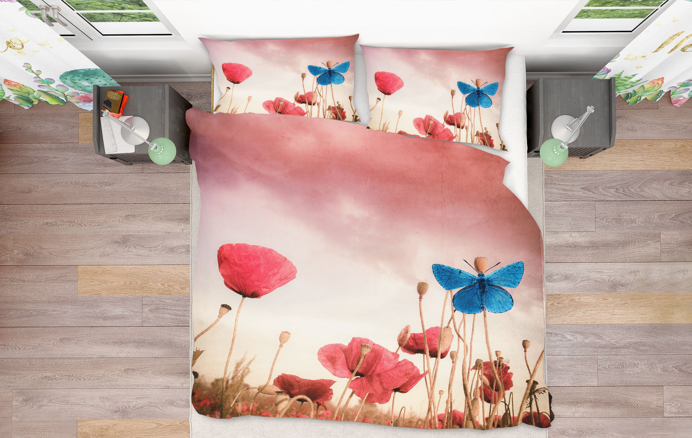 3D Blue Butterfly Flower 132 Marco Carmassi Bedding Bed Pillowcases Quilt