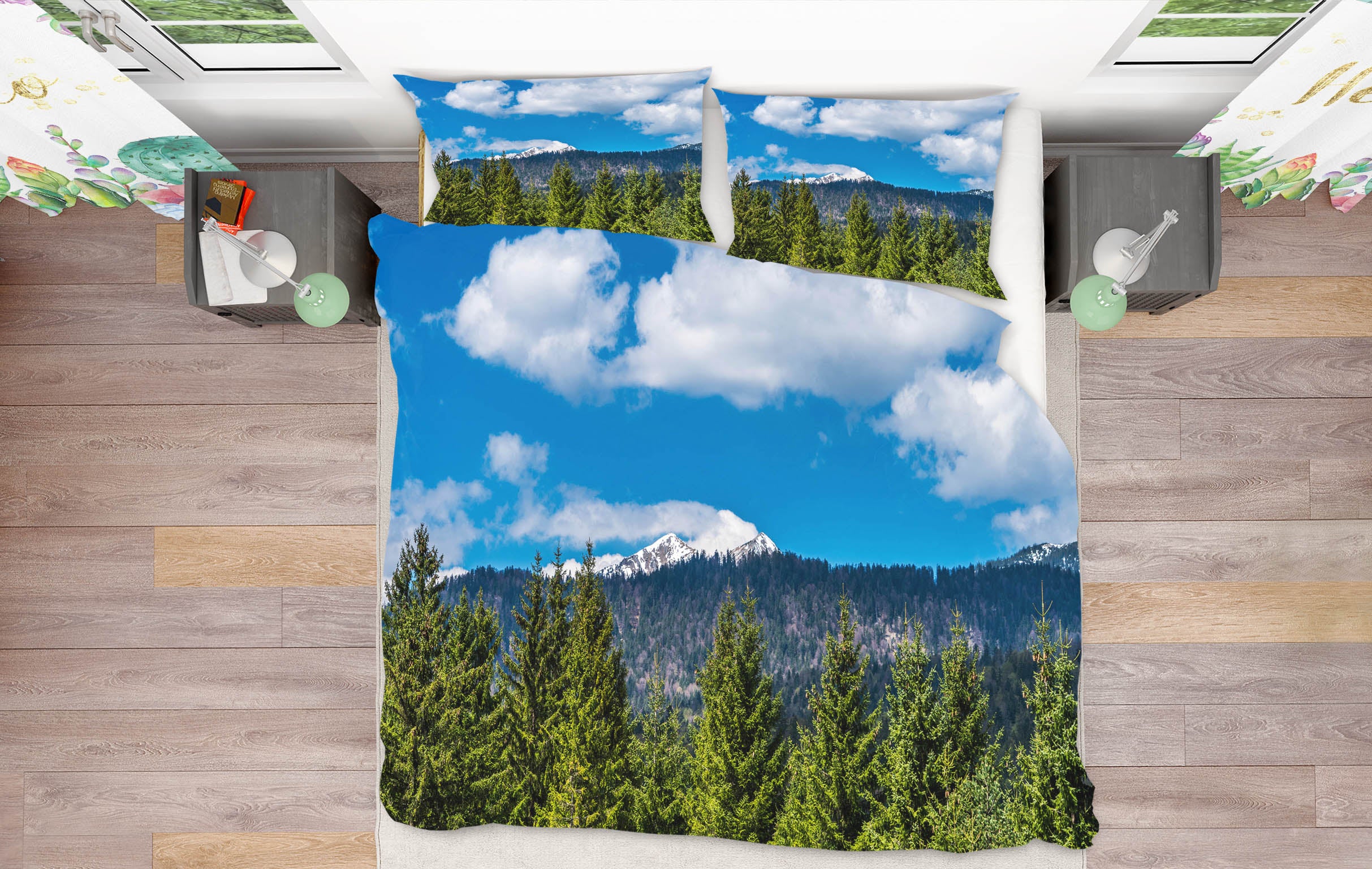 3D Mountain Forest 60090 Bed Pillowcases Quilt