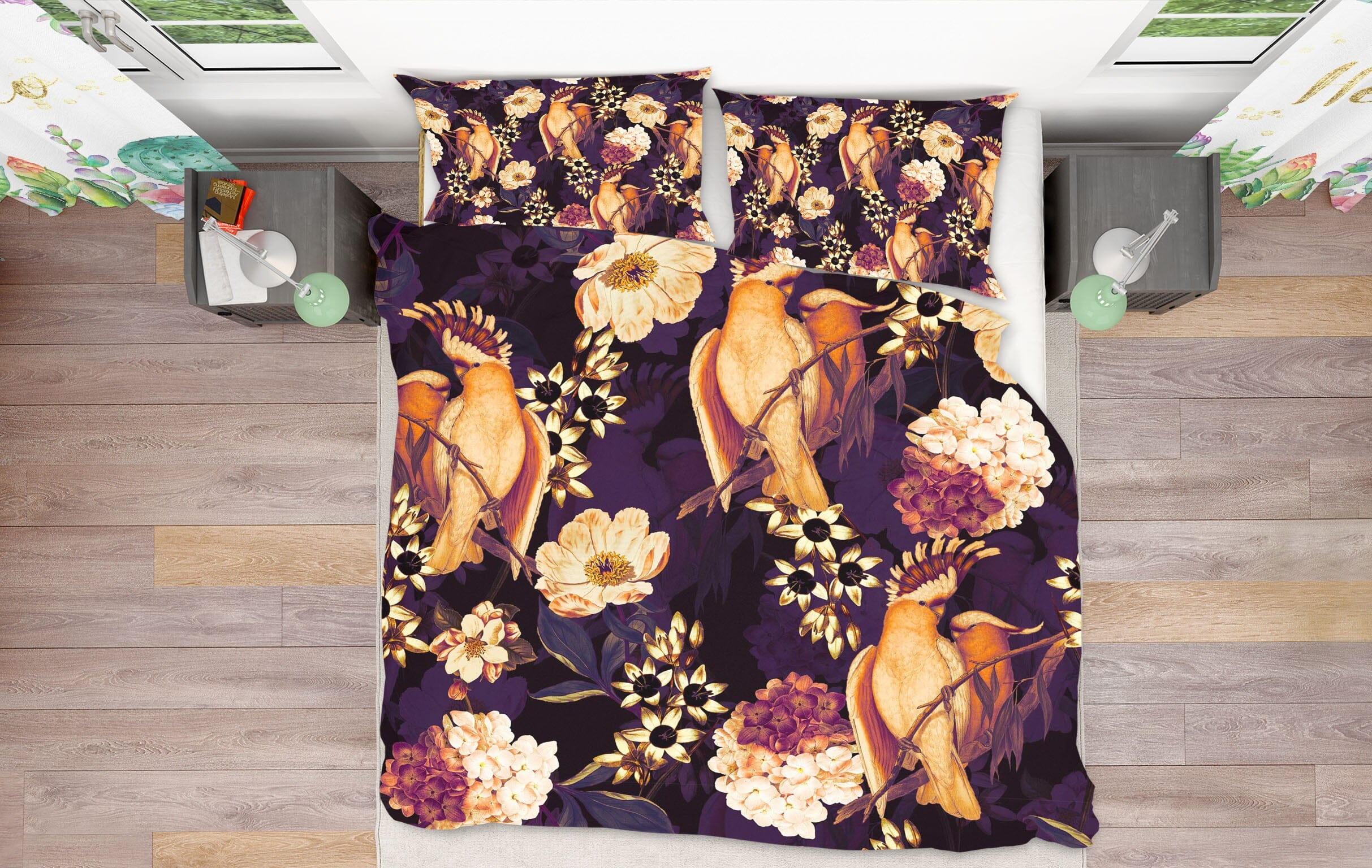 3D Orange Parrot Flower 115 Uta Naumann Bedding Bed Pillowcases Quilt Quiet Covers AJ Creativity Home