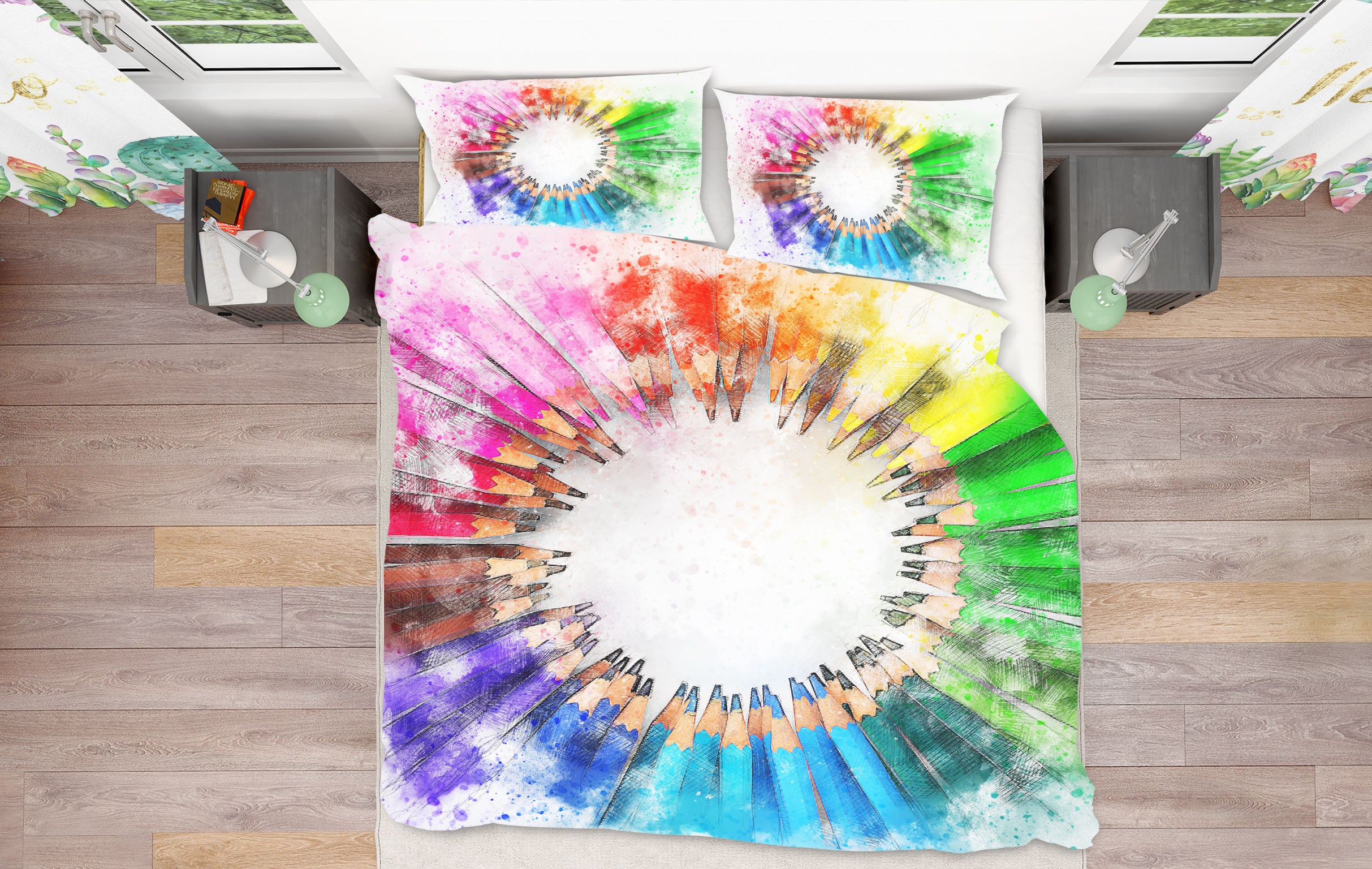 3D Rainbow Pen 19183 Bed Pillowcases Quilt