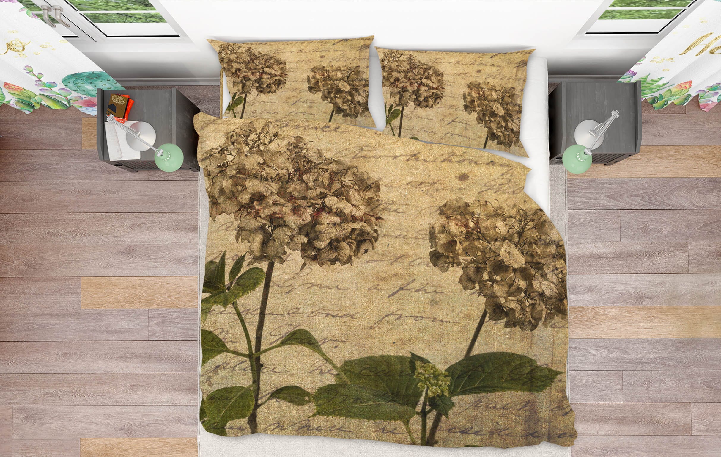 3D Hydrangea 1025 Assaf Frank Bedding Bed Pillowcases Quilt Quiet Covers AJ Creativity Home
