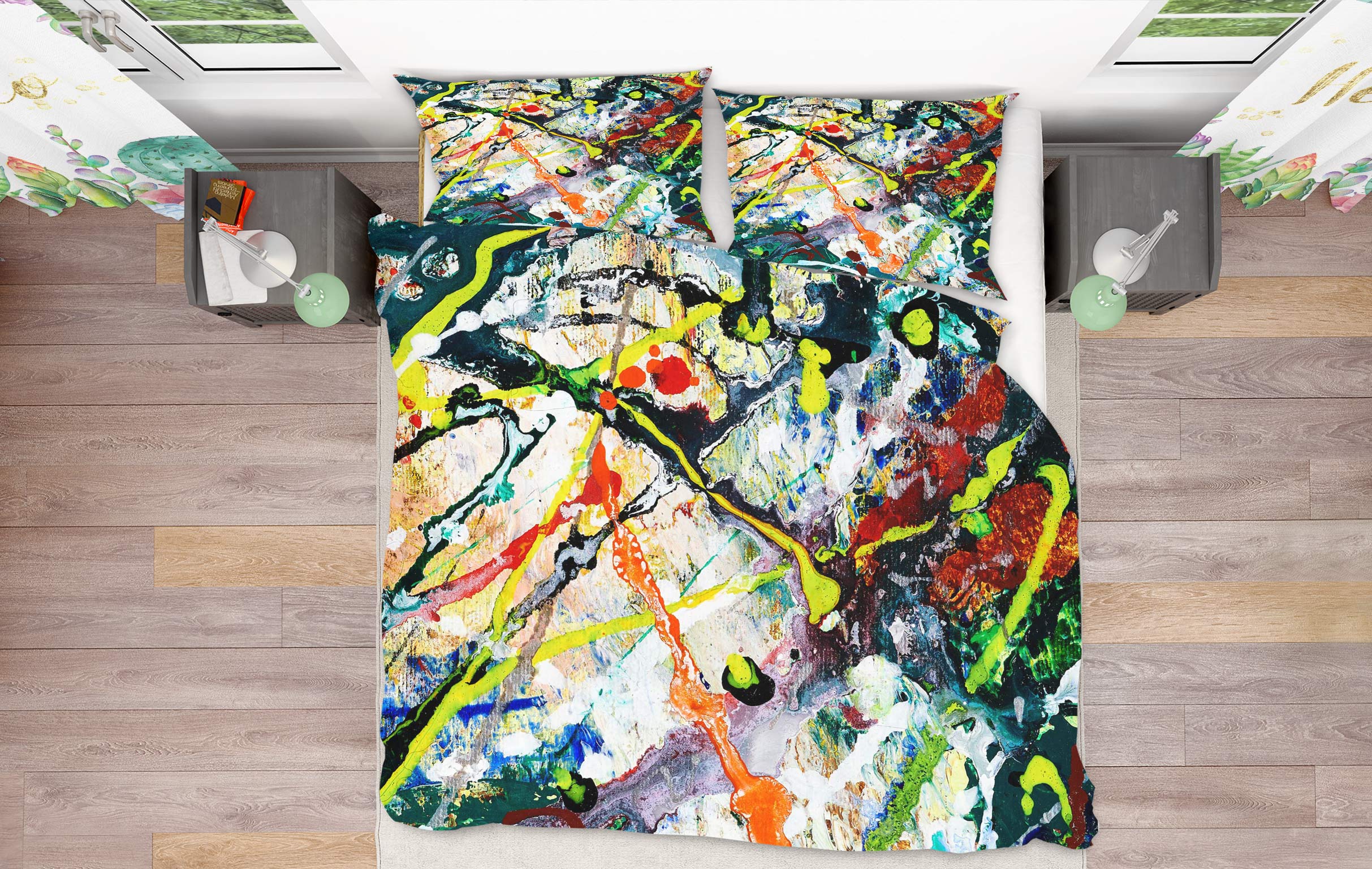3D Color Pigment 16182 Bed Pillowcases Quilt