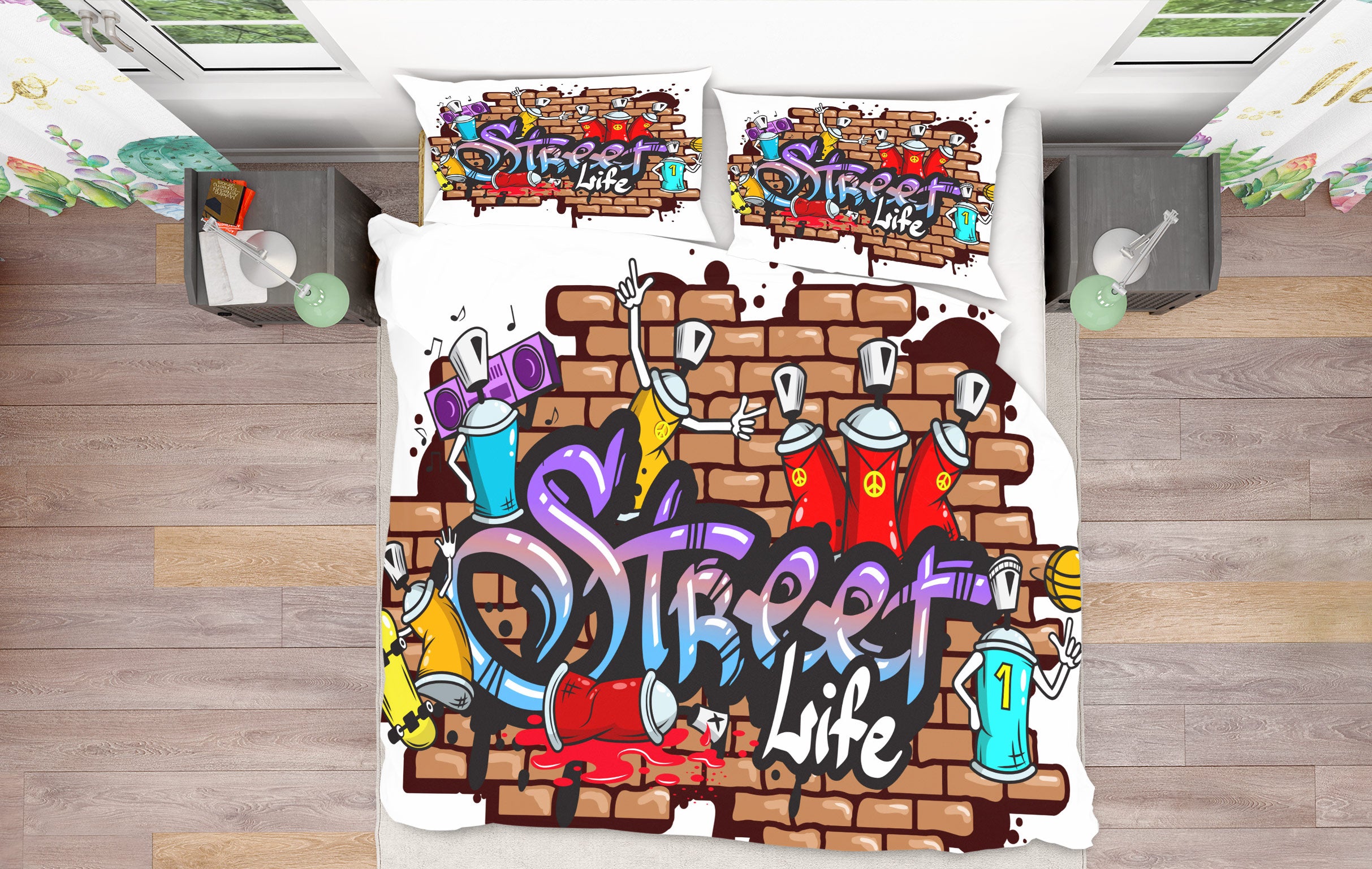 3D Graffiti Brick Wall 60047 Bed Pillowcases Quilt