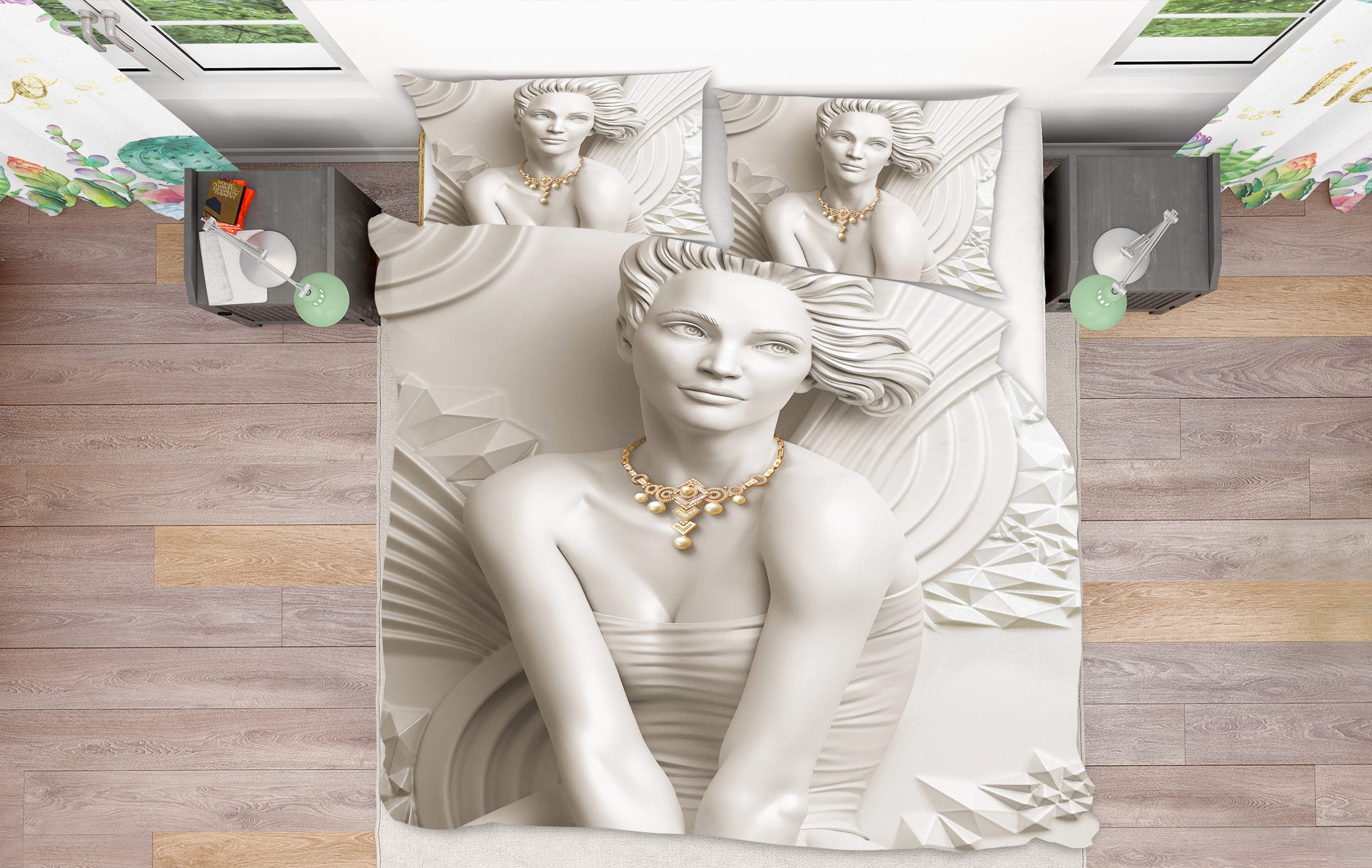 3D Portrait Carving 13005 Bed Pillowcases Quilt