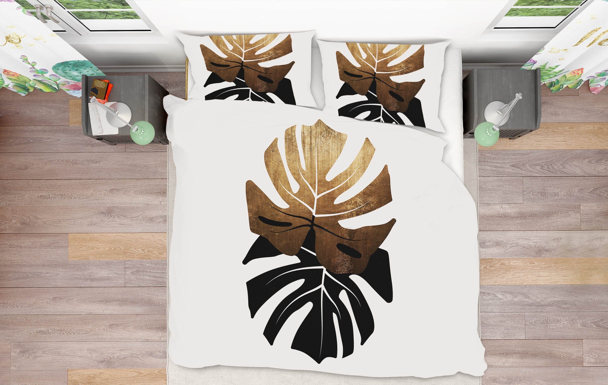 3D Golden Leaves 141 Boris Draschoff Bedding Bed Pillowcases Quilt Quiet Covers AJ Creativity Home