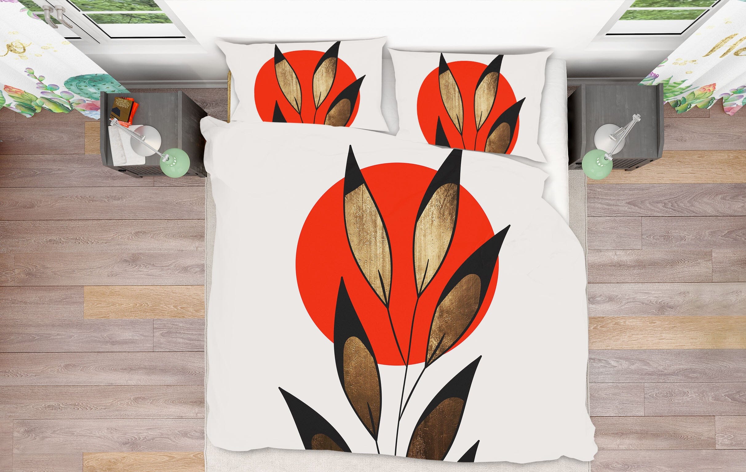 3D Red Sun Leaves 123 Boris Draschoff Bedding Bed Pillowcases Quilt Quiet Covers AJ Creativity Home