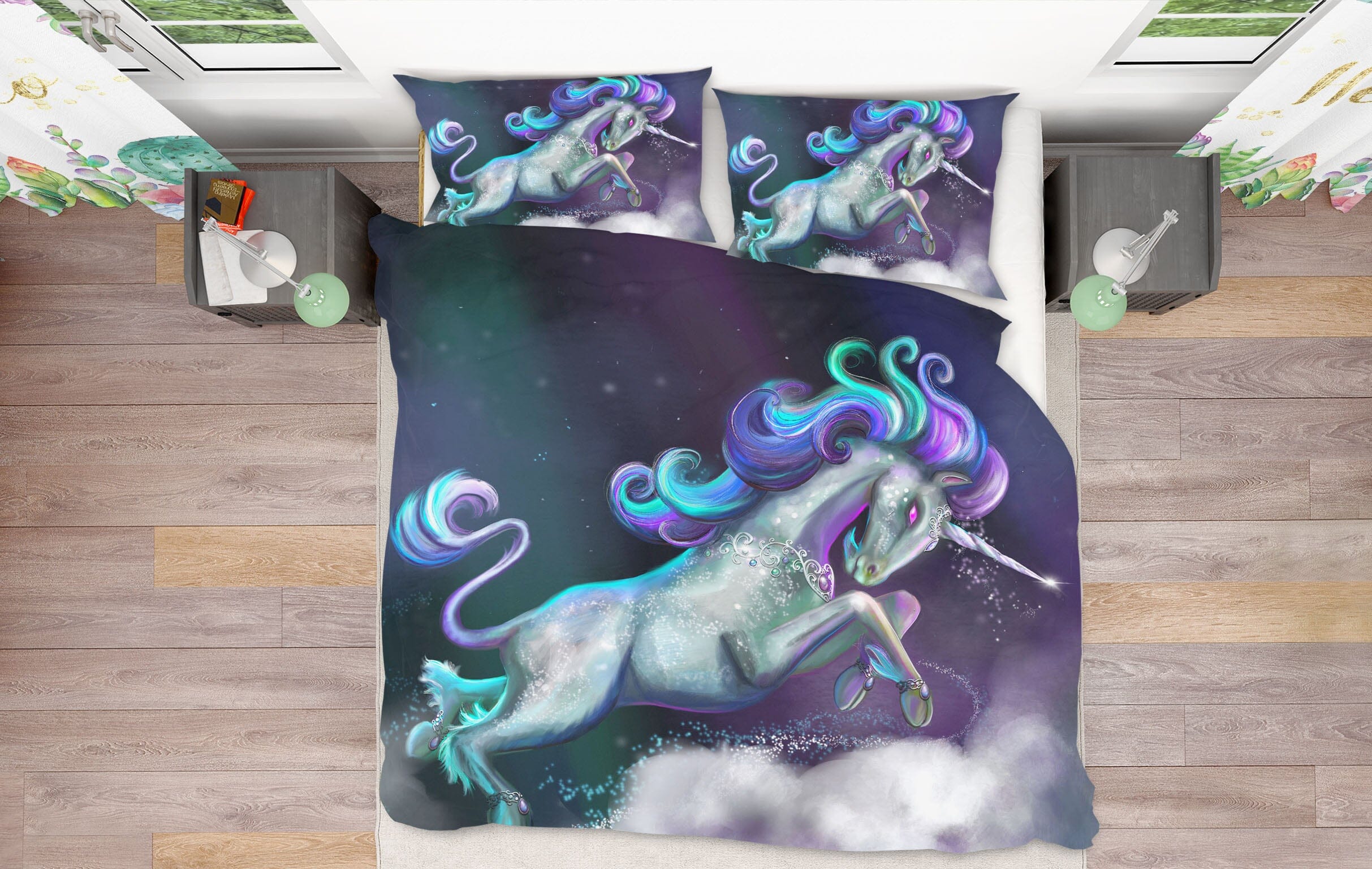 3D Cute Unicorn 114 Rose Catherine Khan Bedding Bed Pillowcases Quilt Quiet Covers AJ Creativity Home