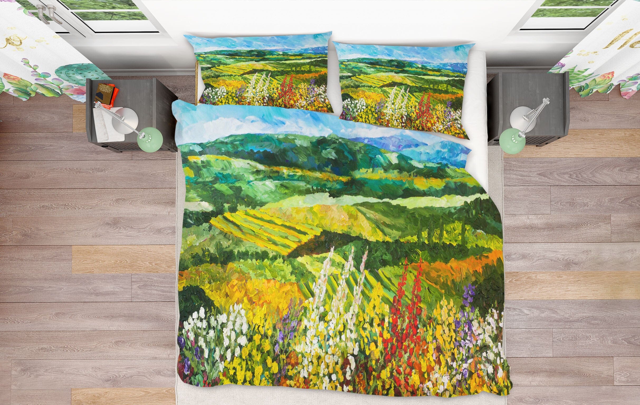 3D Colored Flower Field 1065 Allan P. Friedlander Bedding Bed Pillowcases Quilt Quiet Covers AJ Creativity Home