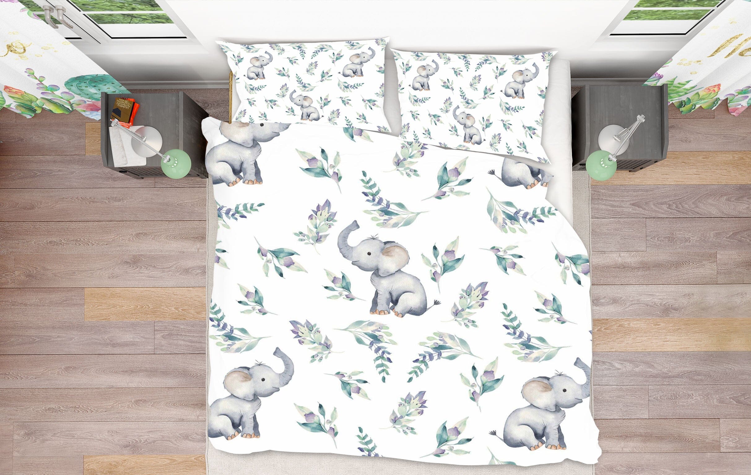 3D Elephant Flower 220 Uta Naumann Bedding Bed Pillowcases Quilt Quiet Covers AJ Creativity Home