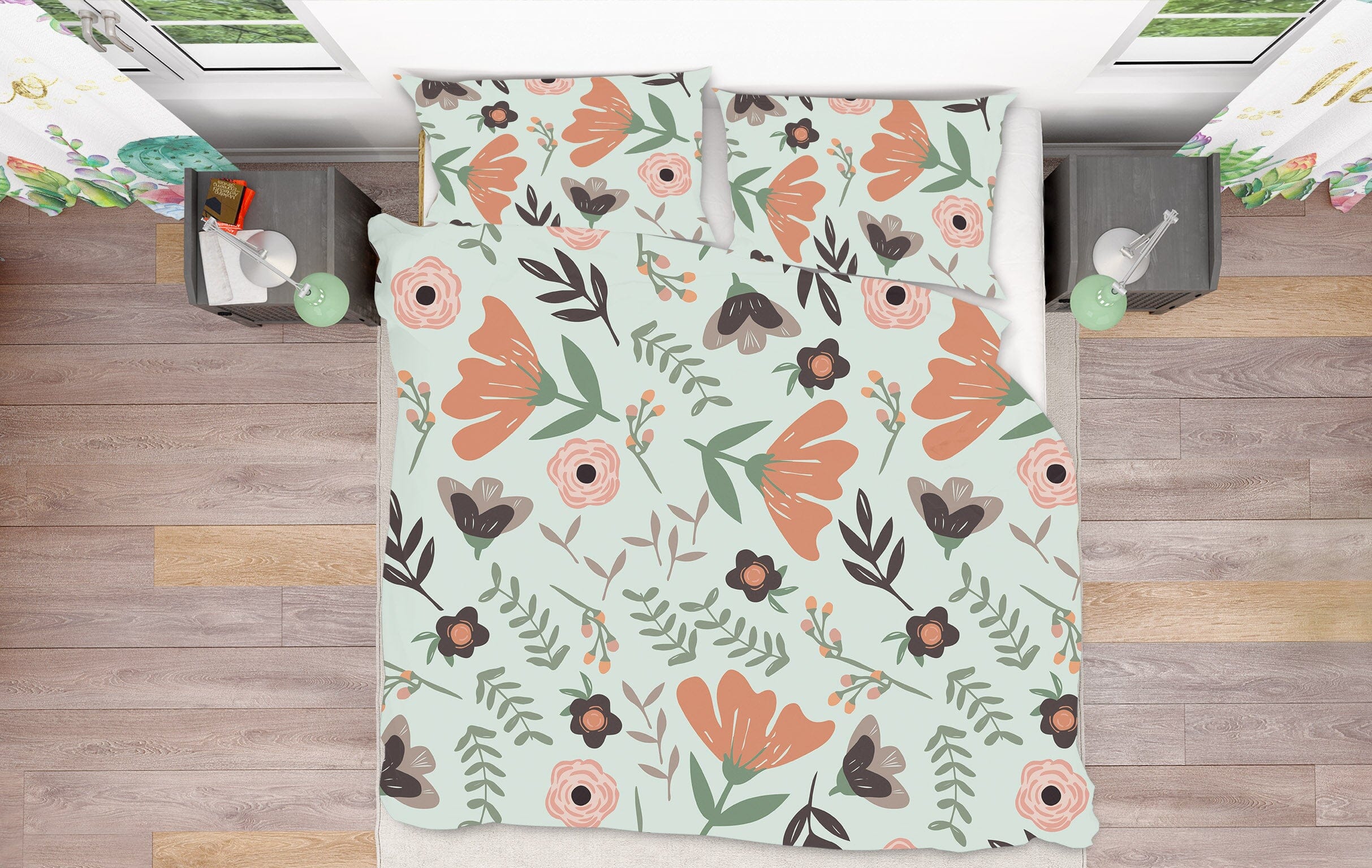 3D Colored Flowers 2104 Jillian Helvey Bedding Bed Pillowcases Quilt Quiet Covers AJ Creativity Home 