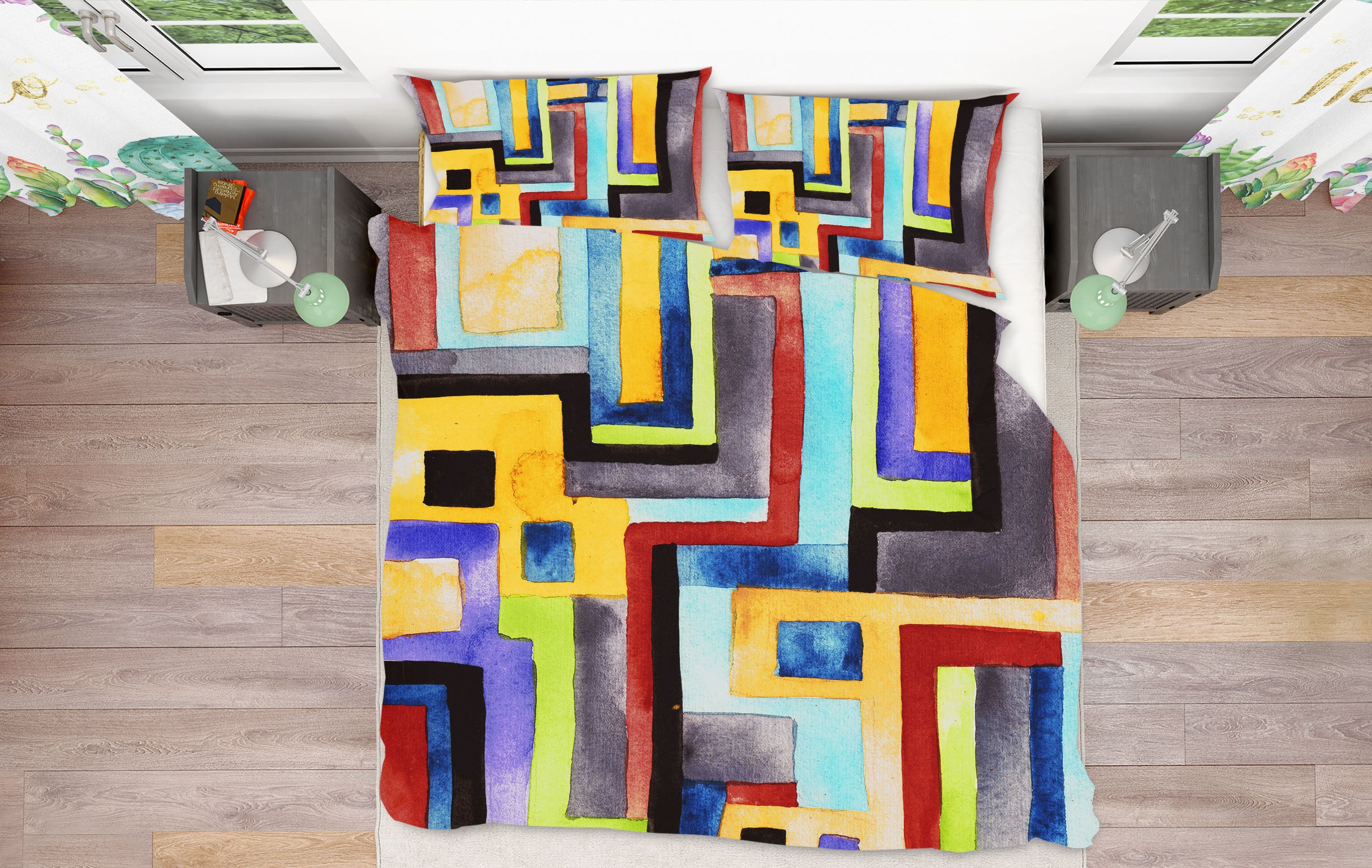 3D Square Pattern 15208 Bed Pillowcases Quilt