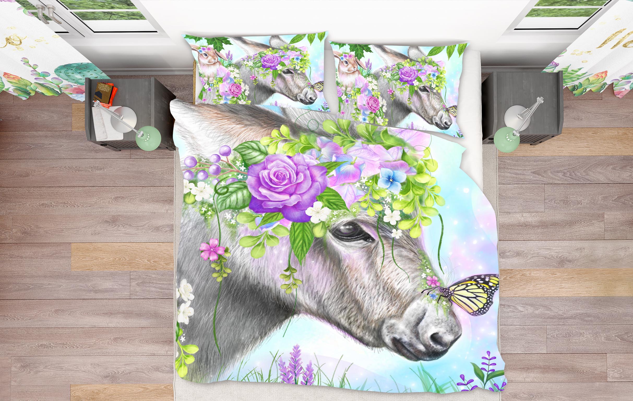 3D Flower Bunny Butterfly 8616 Sheena Pike Bedding Bed Pillowcases Quilt Cover Duvet Cover