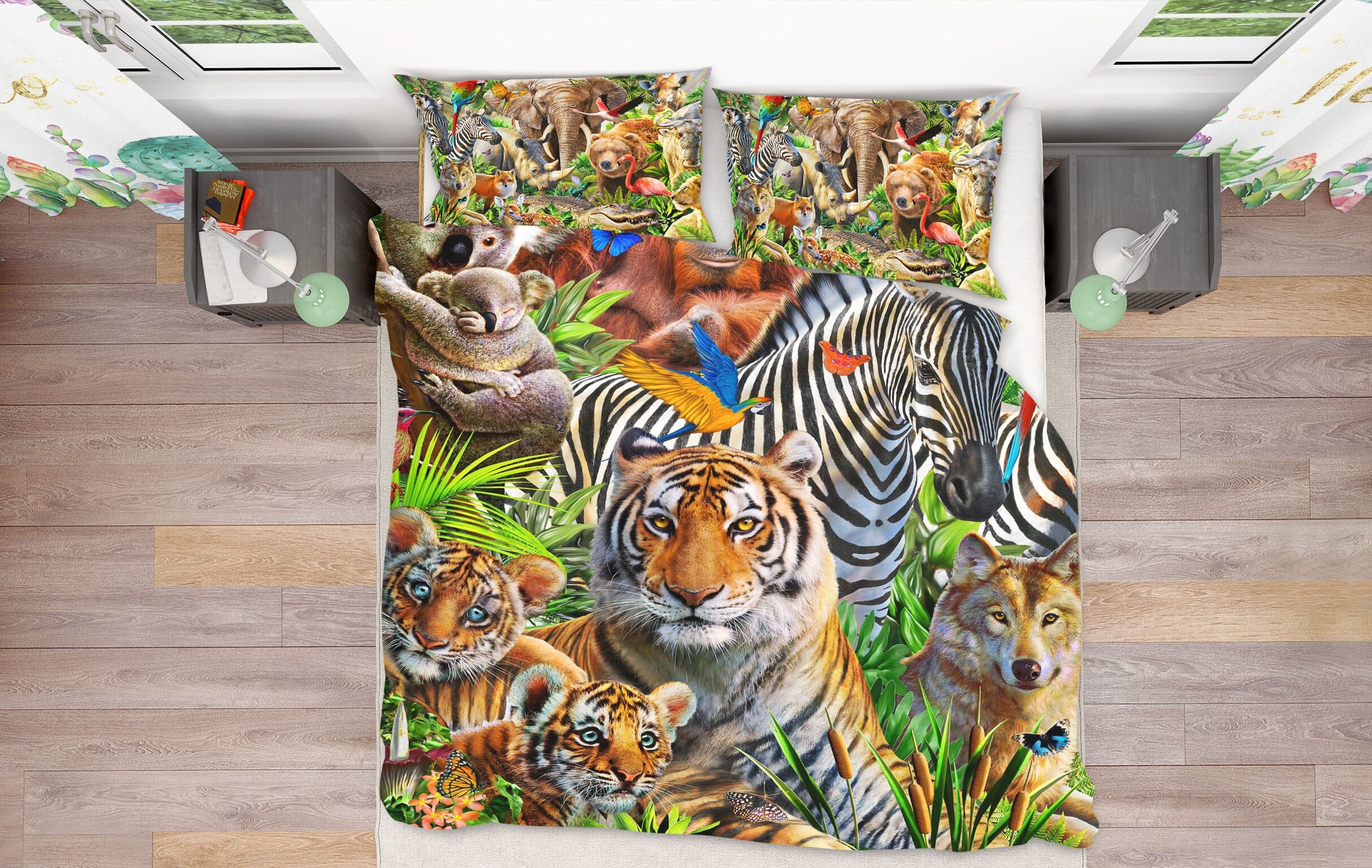 3D Animal World 2050 Adrian Chesterman Bedding Bed Pillowcases Quilt Quiet Covers AJ Creativity Home