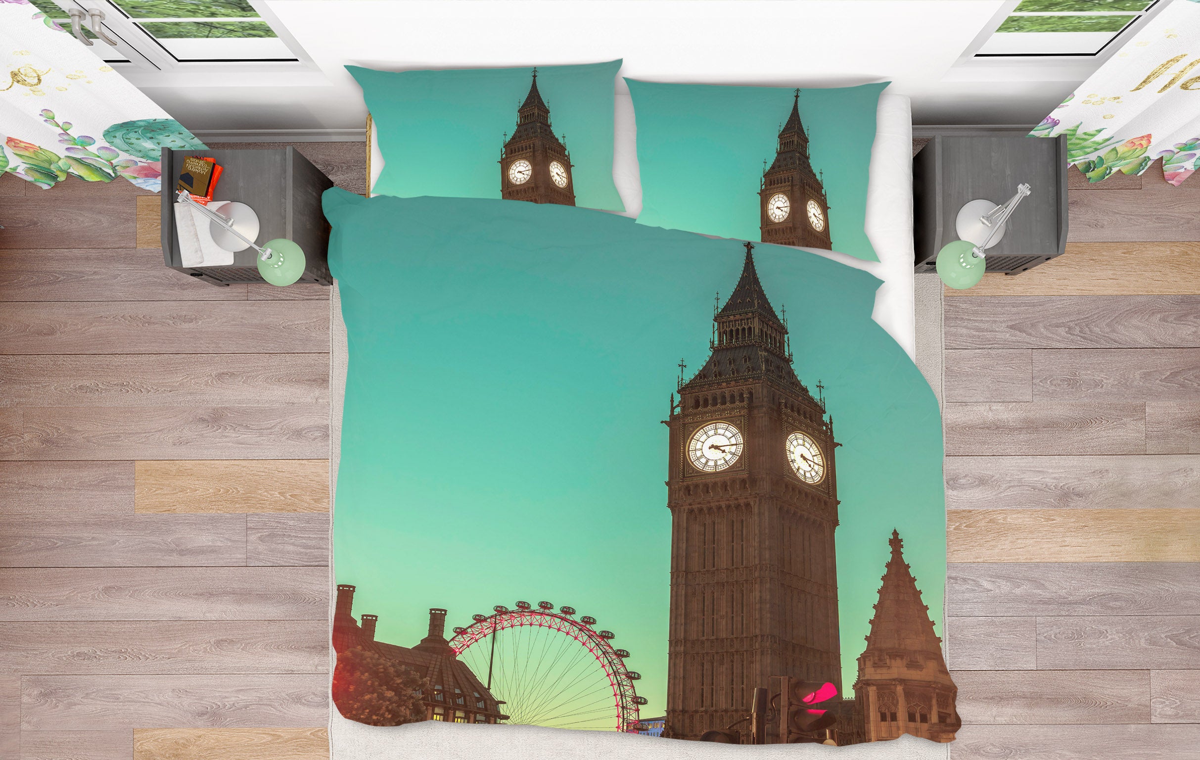3D Clock Tower Ferris Wheel 8634 Assaf Frank Bedding Bed Pillowcases Quilt