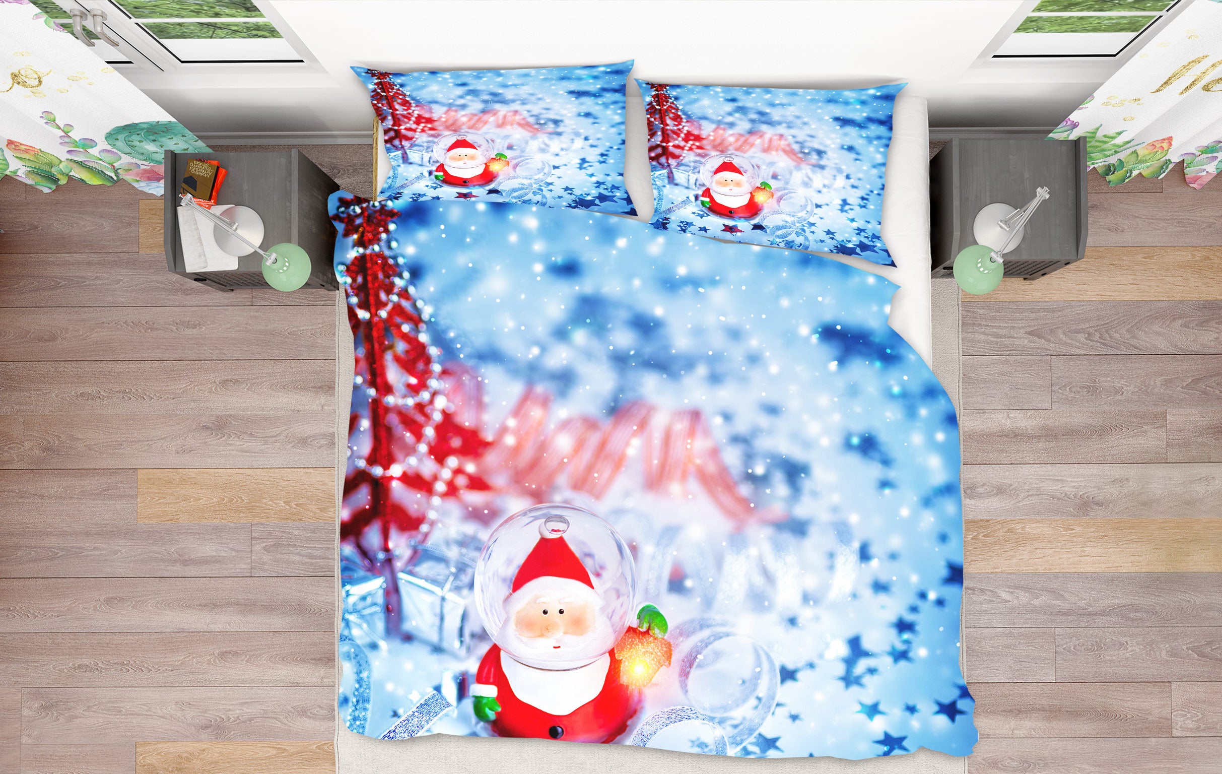 3D Santa Claus Ornaments Star 50019 Christmas Quilt Duvet Cover Xmas Bed Pillowcases