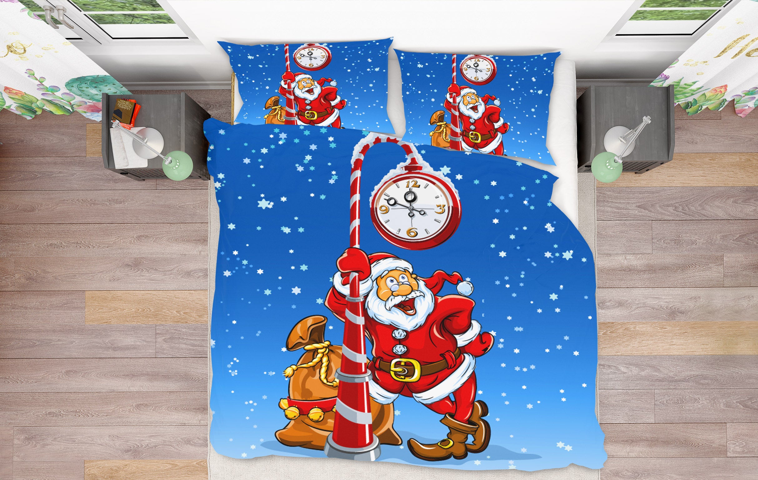 3D Santa Clock 61101 Bed Pillowcases Quilt